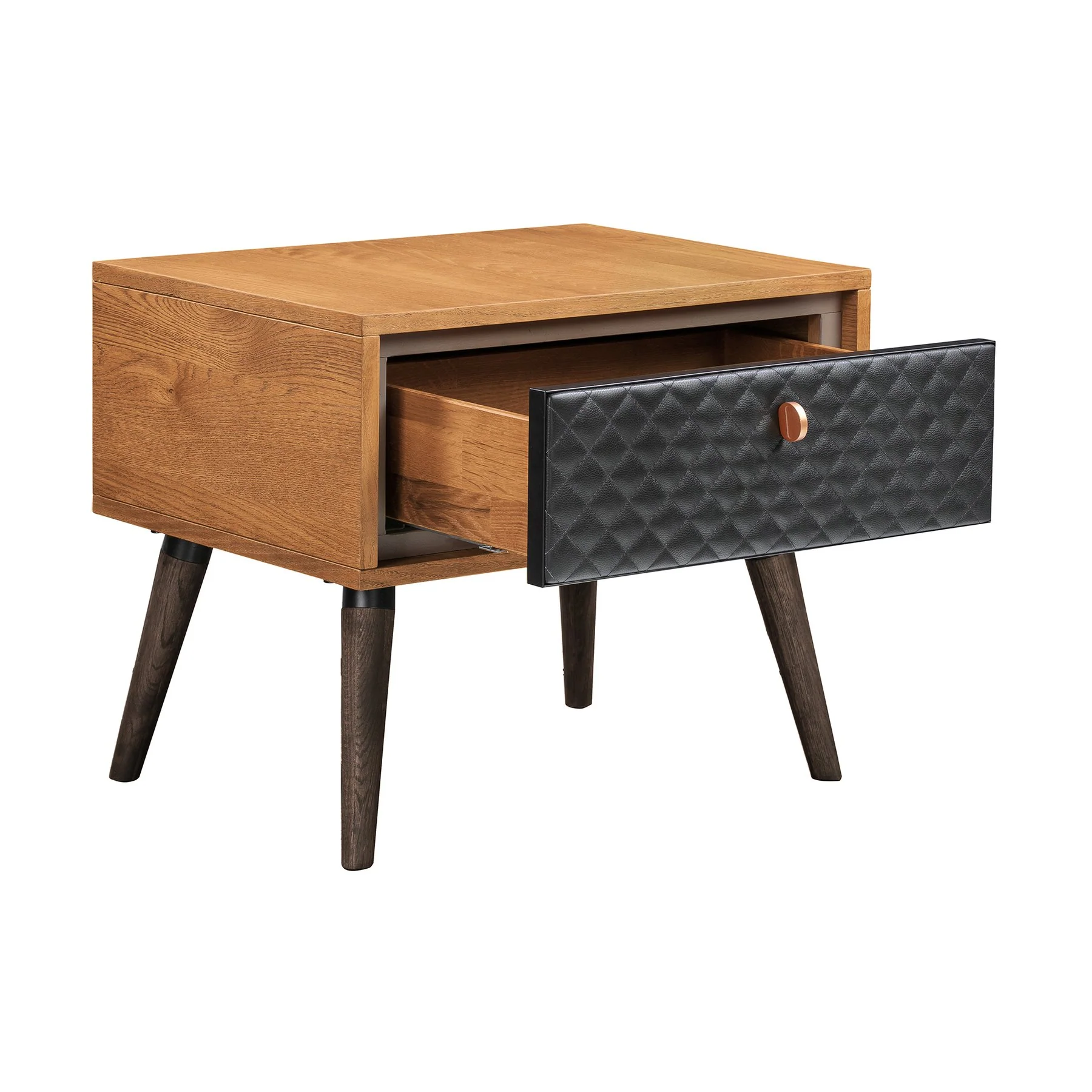 Coco Rustic 4 piece Upholstered Platform Bedroom Set in King with Dresser and 2 Nightstands - Image 5