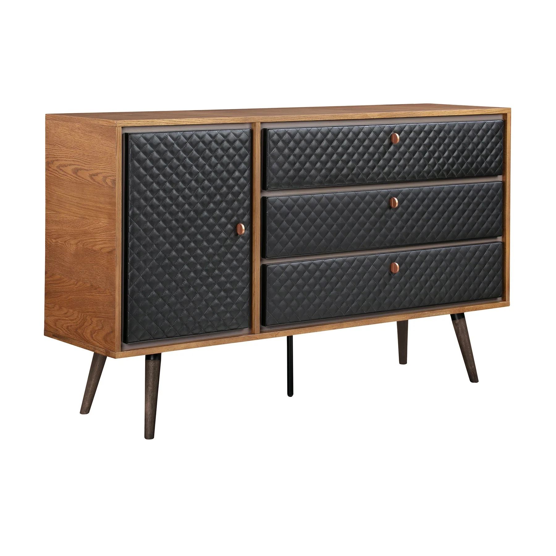Coco Rustic 4 piece Upholstered Platform Bedroom Set in King with Dresser and 2 Nightstands - Image 6
