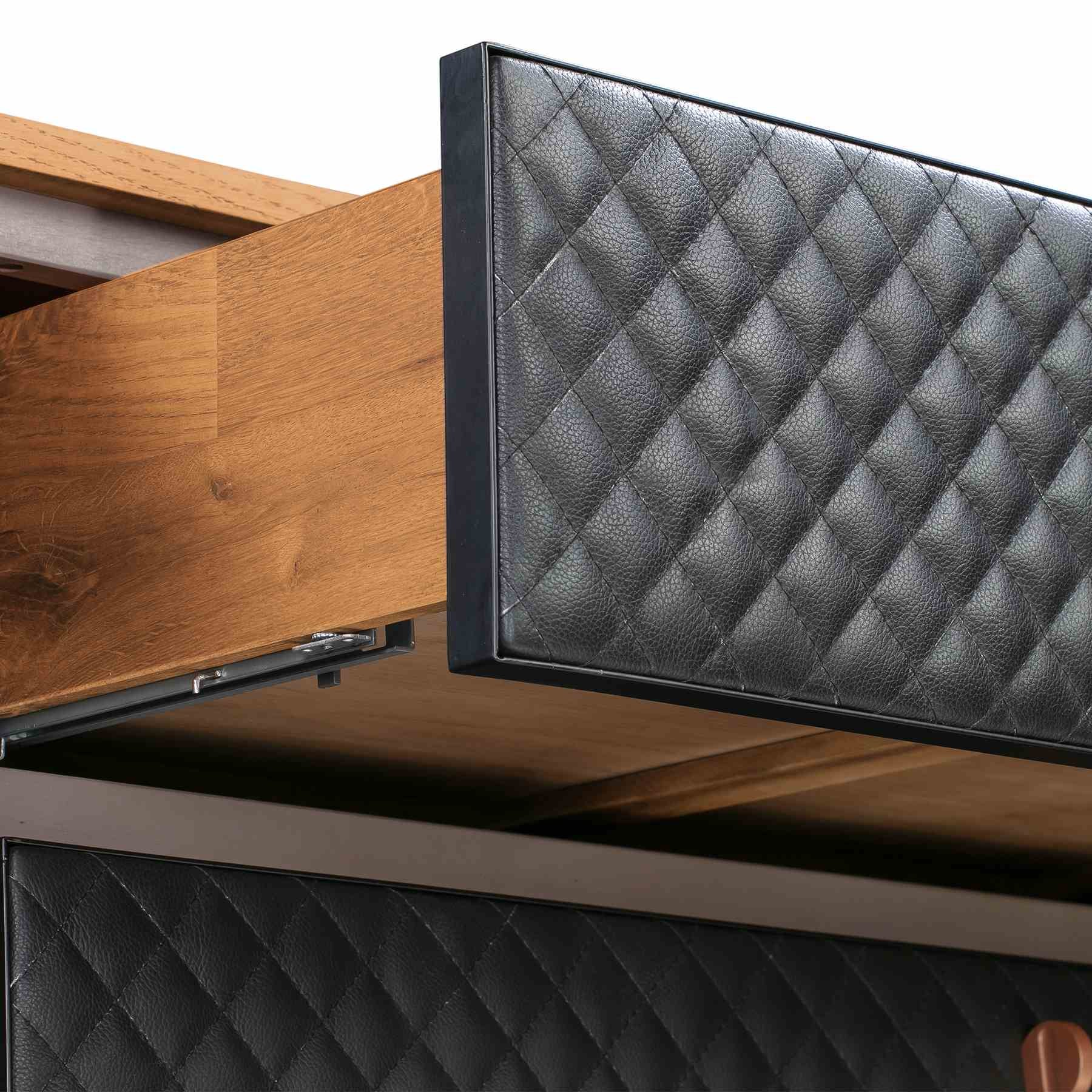 Coco Rustic Oak Wood and Faux Leather Dresser - Image 6