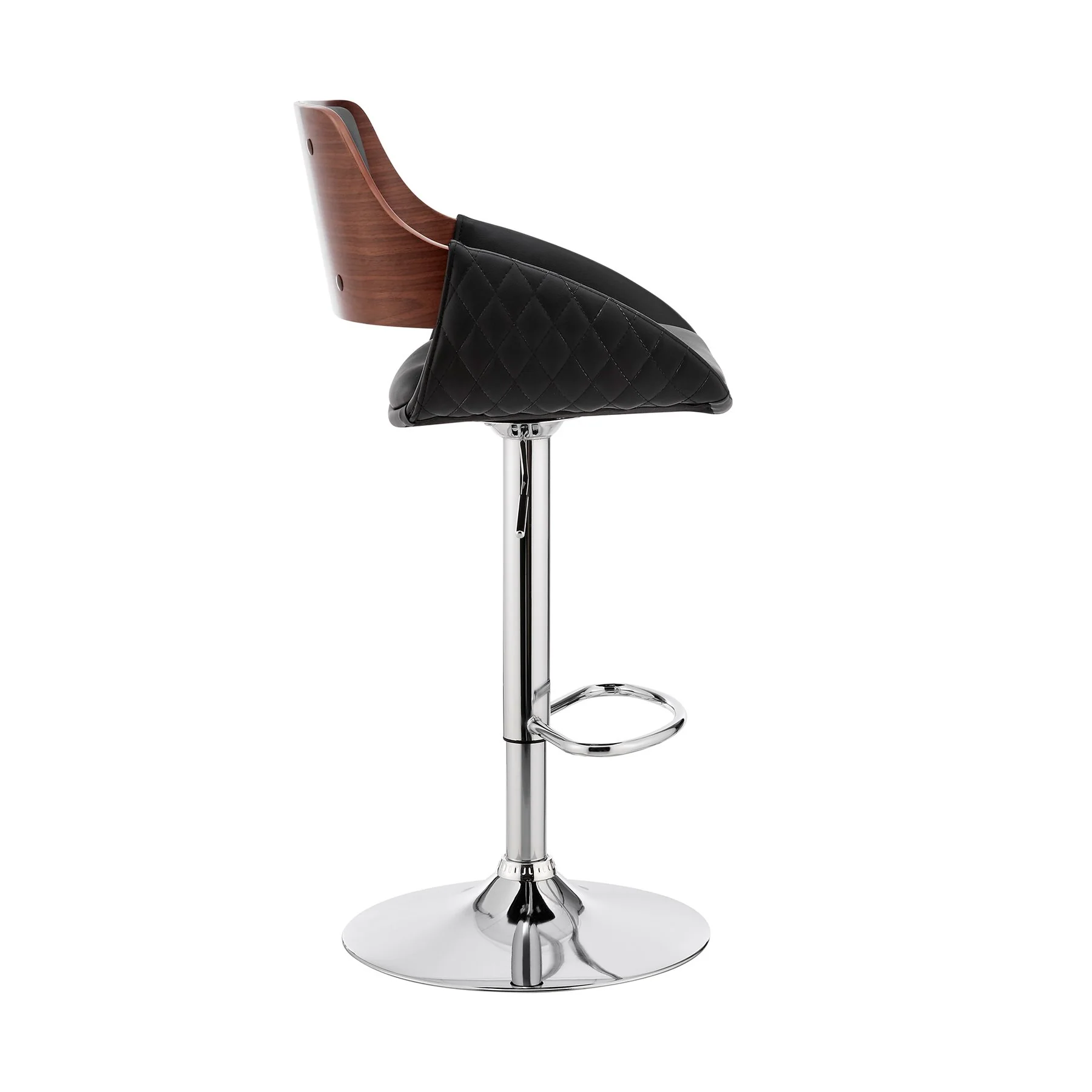 Colby Adjustable Black Faux Leather and Chrome Finish Bar Stool - Image 3