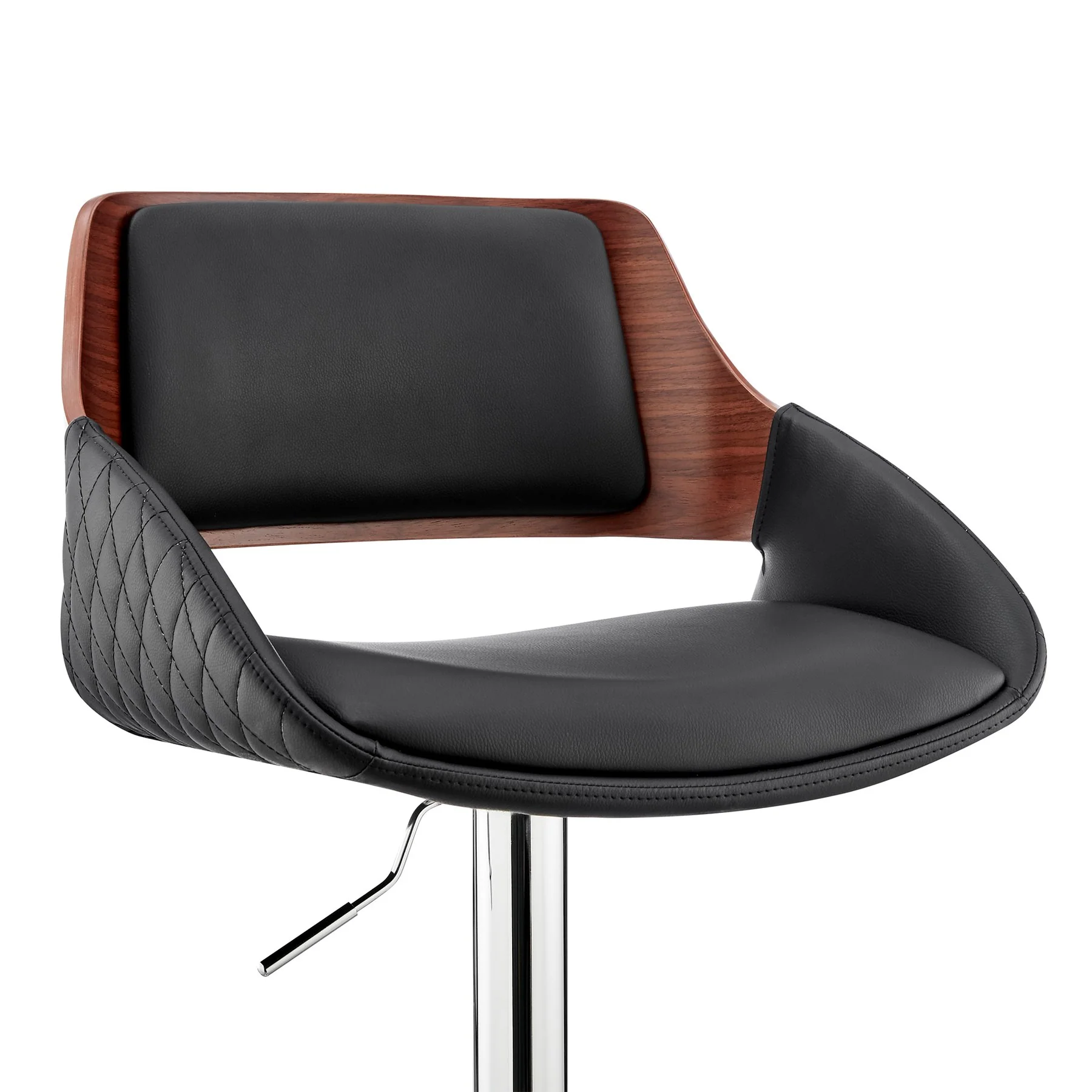 Colby Adjustable Black Faux Leather and Chrome Finish Bar Stool - Image 6
