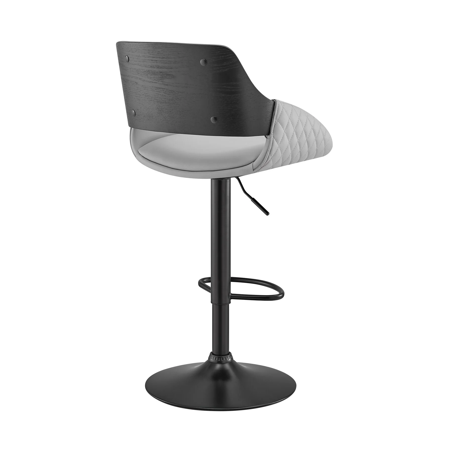 Colby Adjustable Gray Faux Leather and Black Finish Bar Stool - Image 4