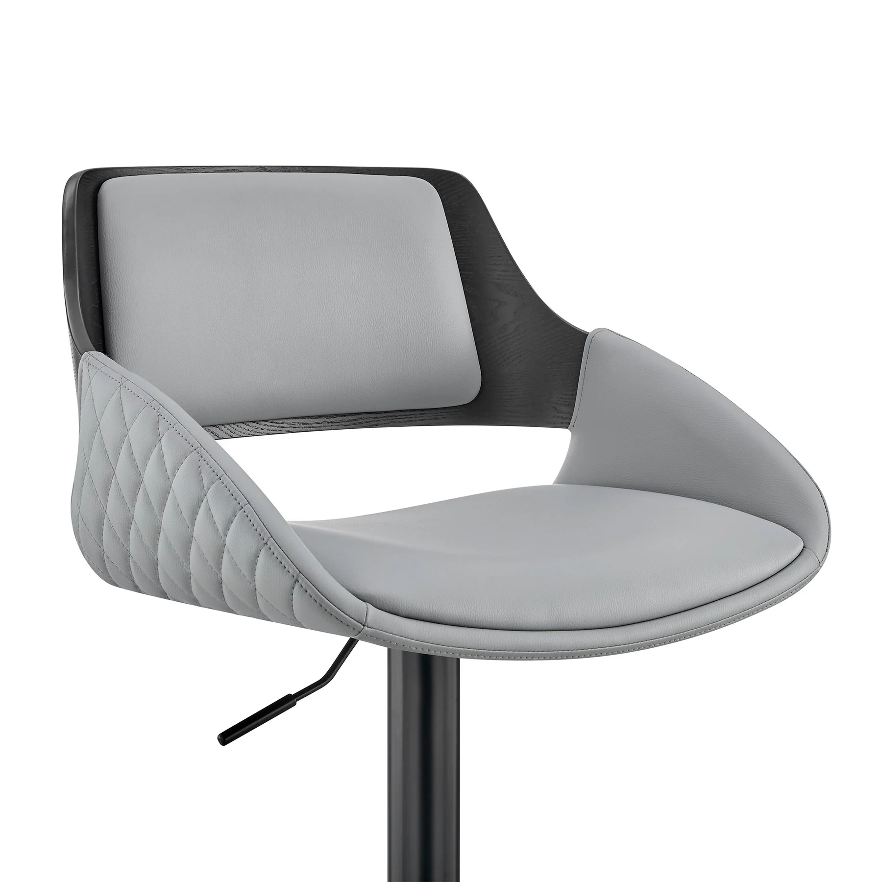 Colby Adjustable Gray Faux Leather and Black Finish Bar Stool - Image 6