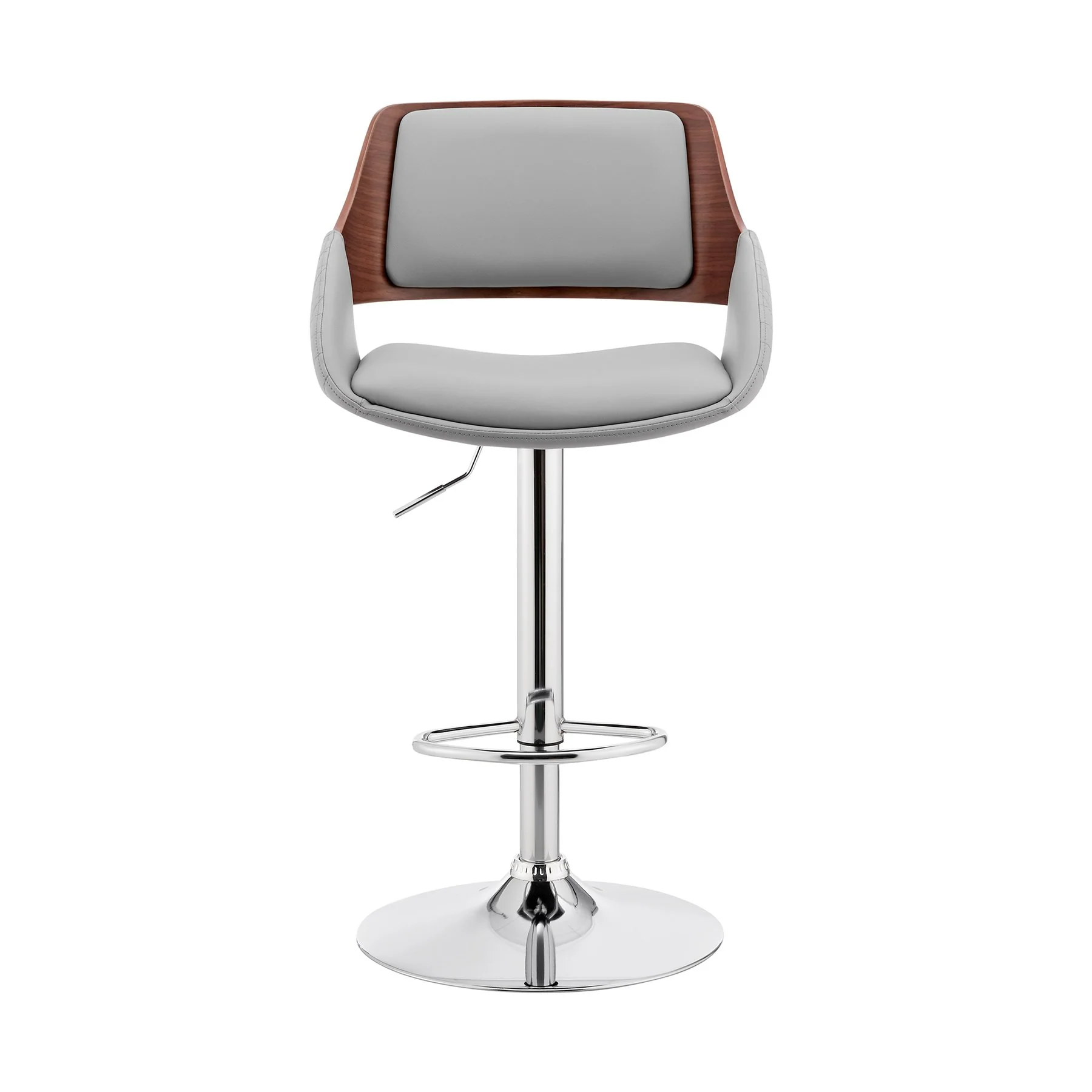 Colby Adjustable Gray Faux Leather and Chrome Finish Bar Stool - Image 2
