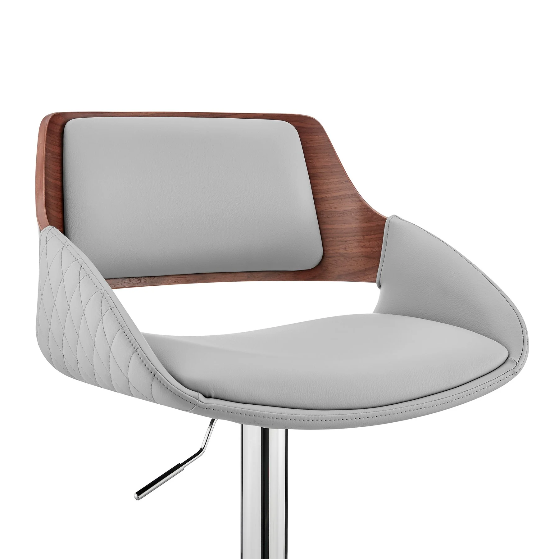 Colby Adjustable Gray Faux Leather and Chrome Finish Bar Stool - Image 6