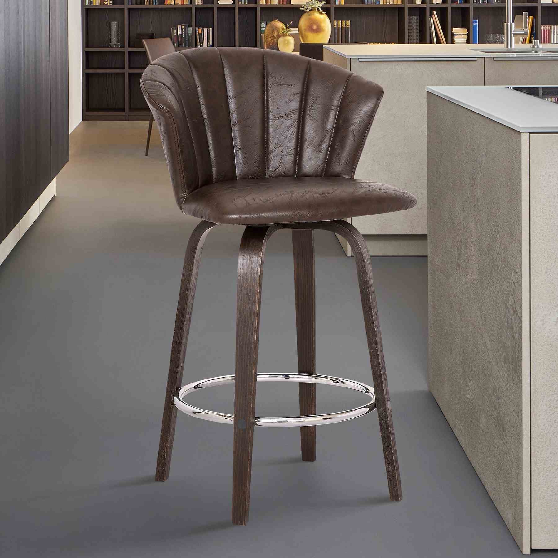 Connie 30" Modern Brown Faux Leather Bar Stool - Image 4