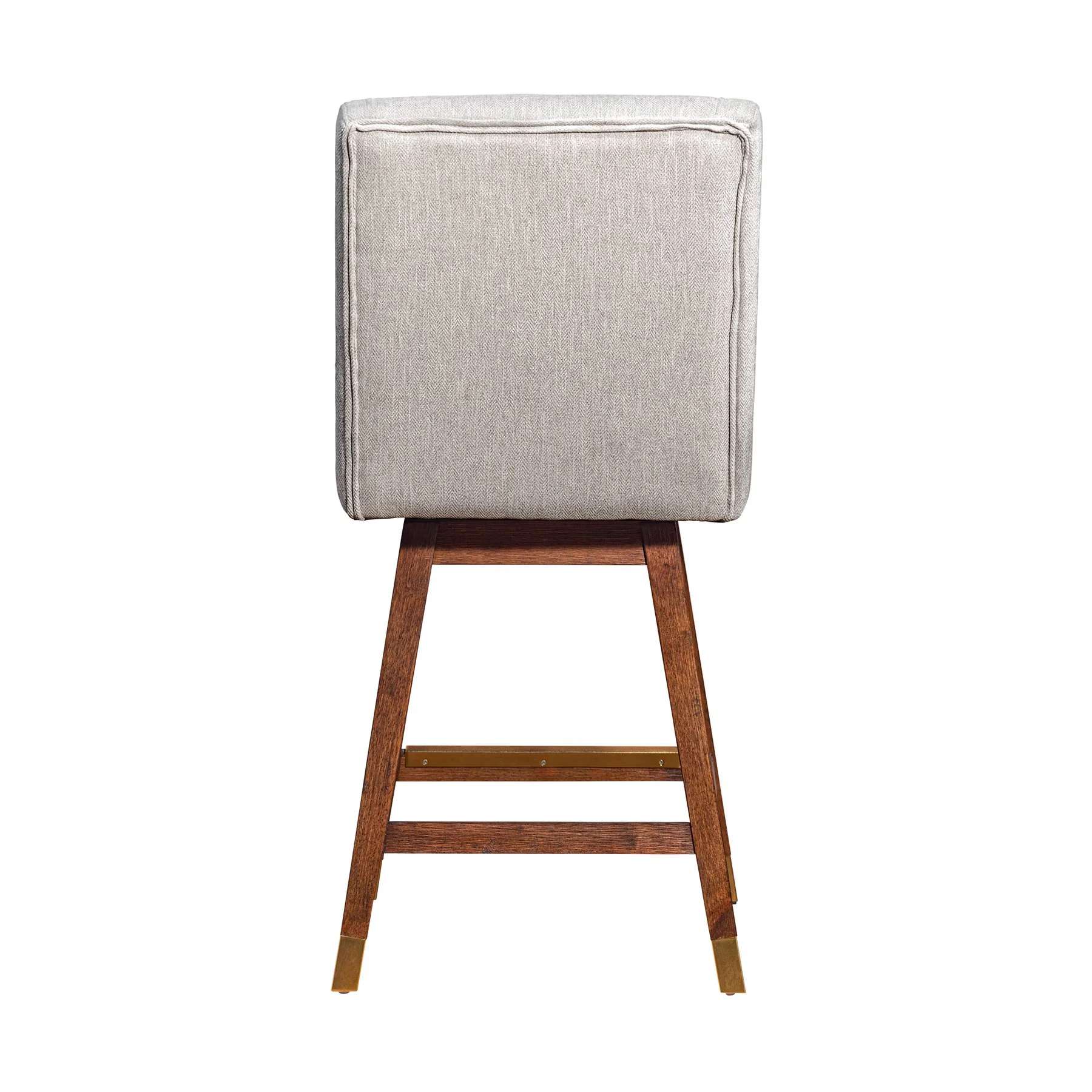 Constantine Swivel Counter Stool in Brown Oak Wood Finish with Beige Fabric - Image 5