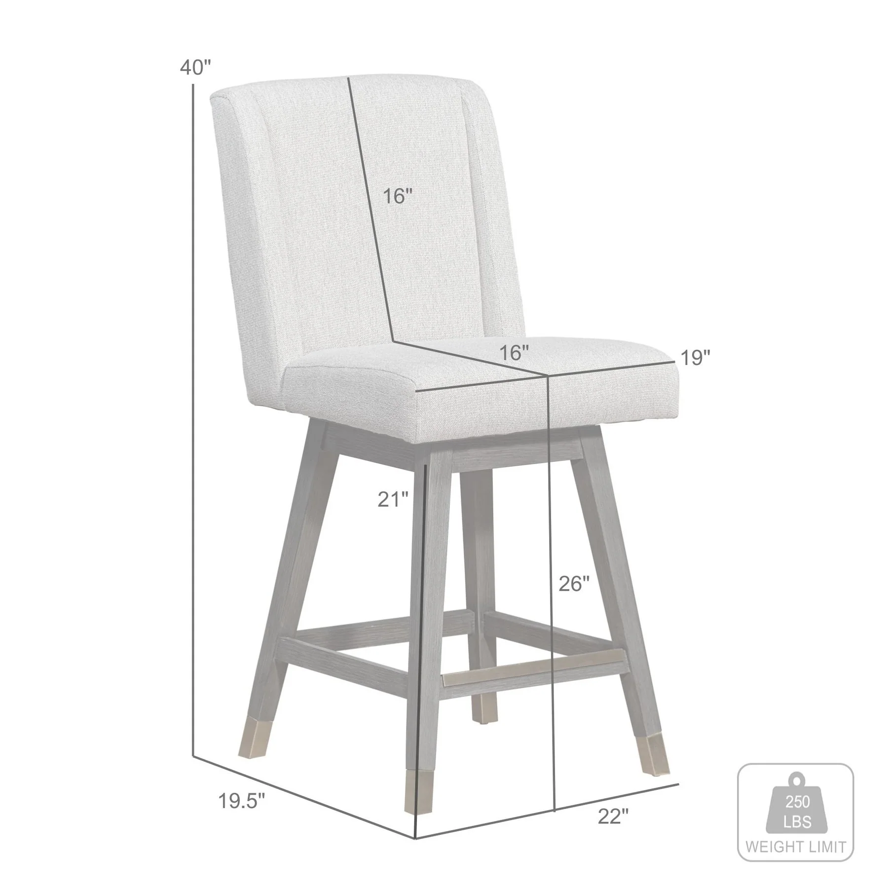 Constantine Swivel Counter Stool in Brown Oak Wood Finish with Beige Fabric - Image 9