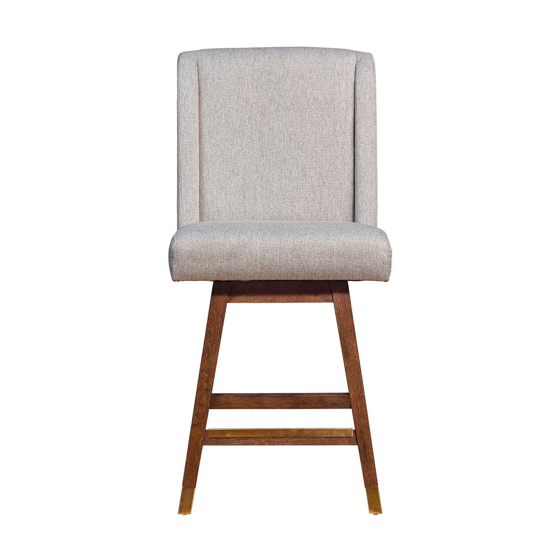 Constantine Swivel Counter Stool in Brown Oak Wood Finish with Taupe Fabric - Image 3