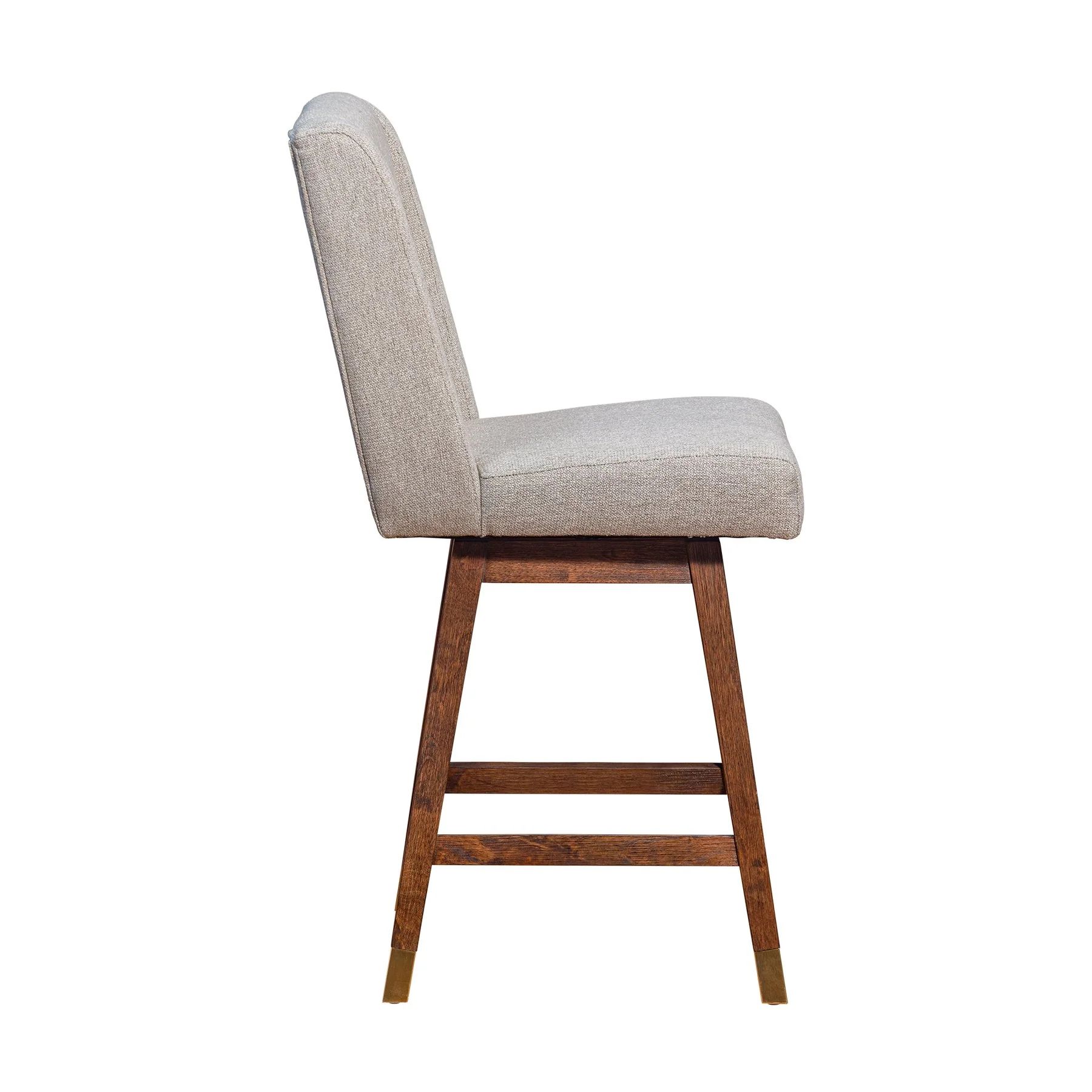 Constantine Swivel Counter Stool in Brown Oak Wood Finish with Taupe Fabric - Image 4