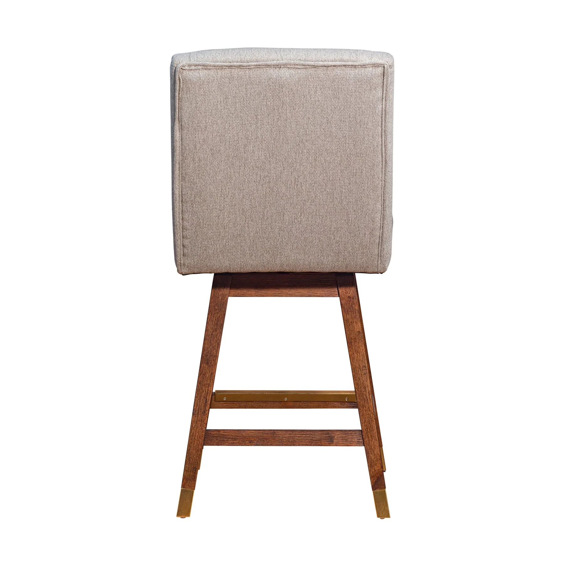 Constantine Swivel Counter Stool in Brown Oak Wood Finish with Taupe Fabric - Image 5