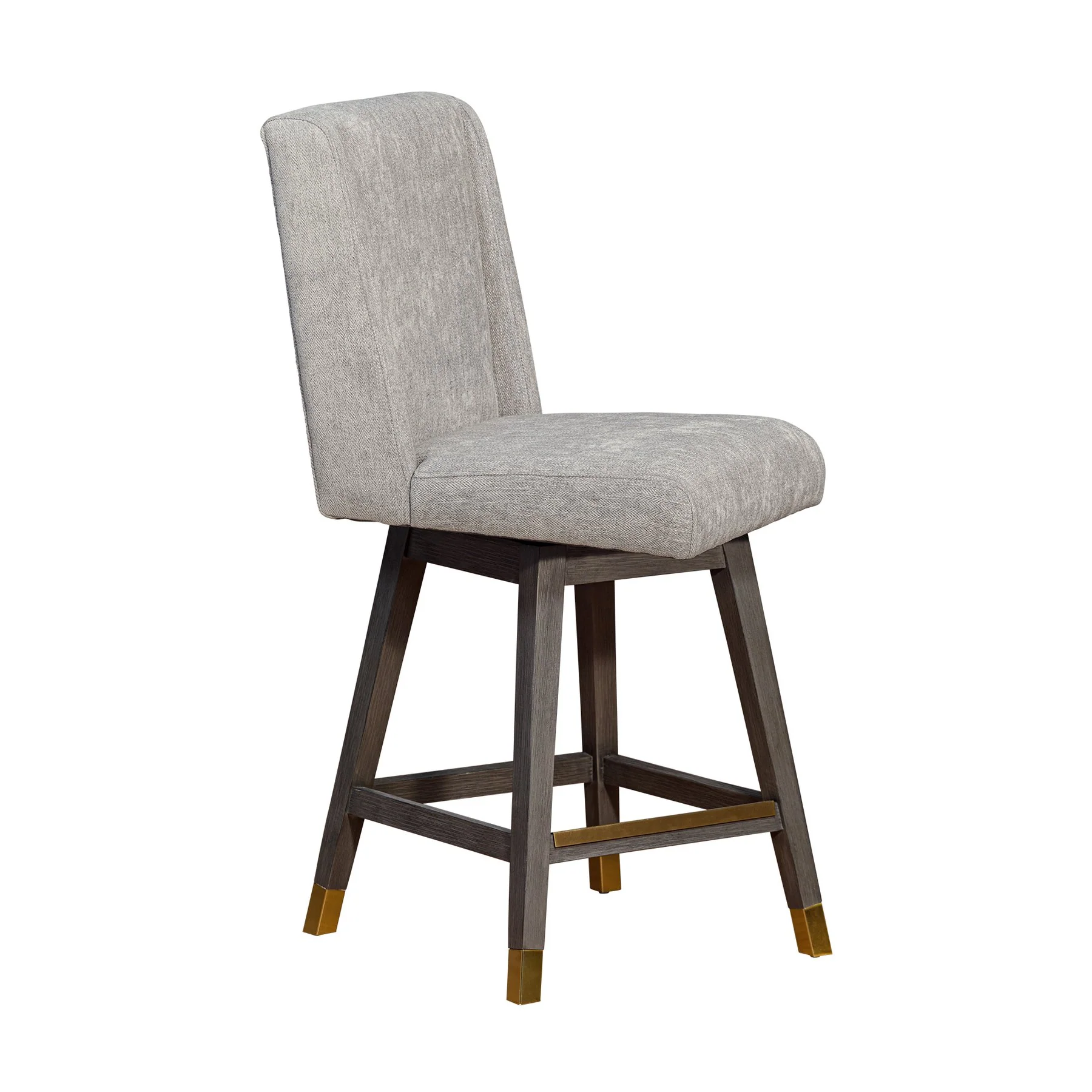 Constantine Swivel Counter Stool in Gray Oak Wood Finish with Mocha Fabric - Image 2
