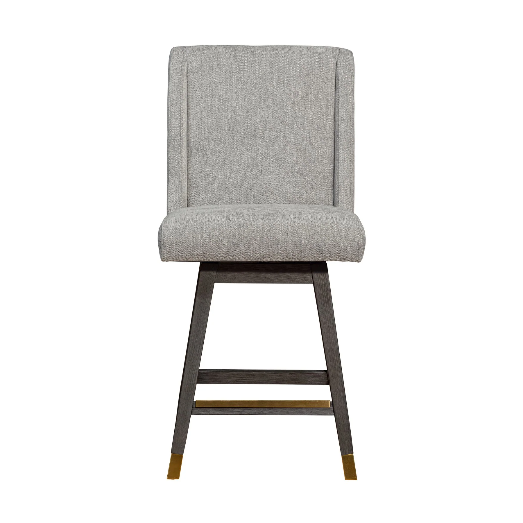 Constantine Swivel Counter Stool in Gray Oak Wood Finish with Mocha Fabric - Image 3