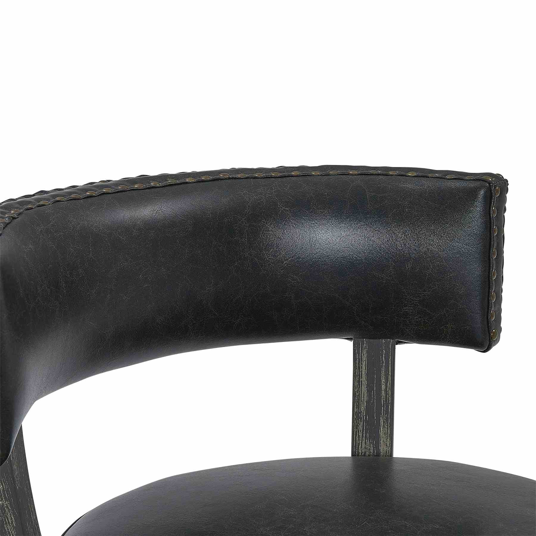 Corbin 30" Bar Height Swivel Onyx Faux Leather and American Gray Wood Bar Stool - Image 7