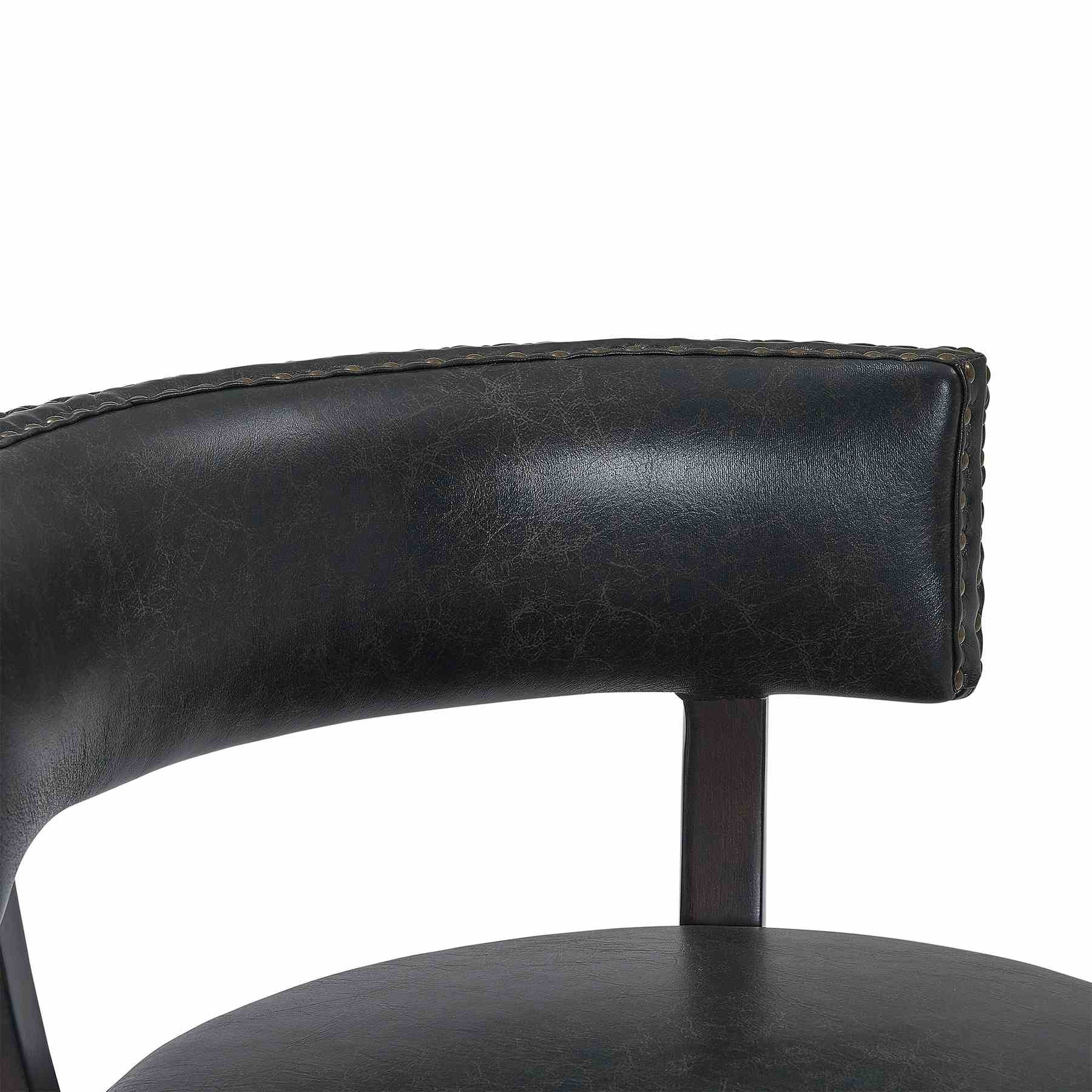 Corbin 30" Bar Height Swivel Onyx Faux Leather and Espresso Wood Bar Stool - Image 7