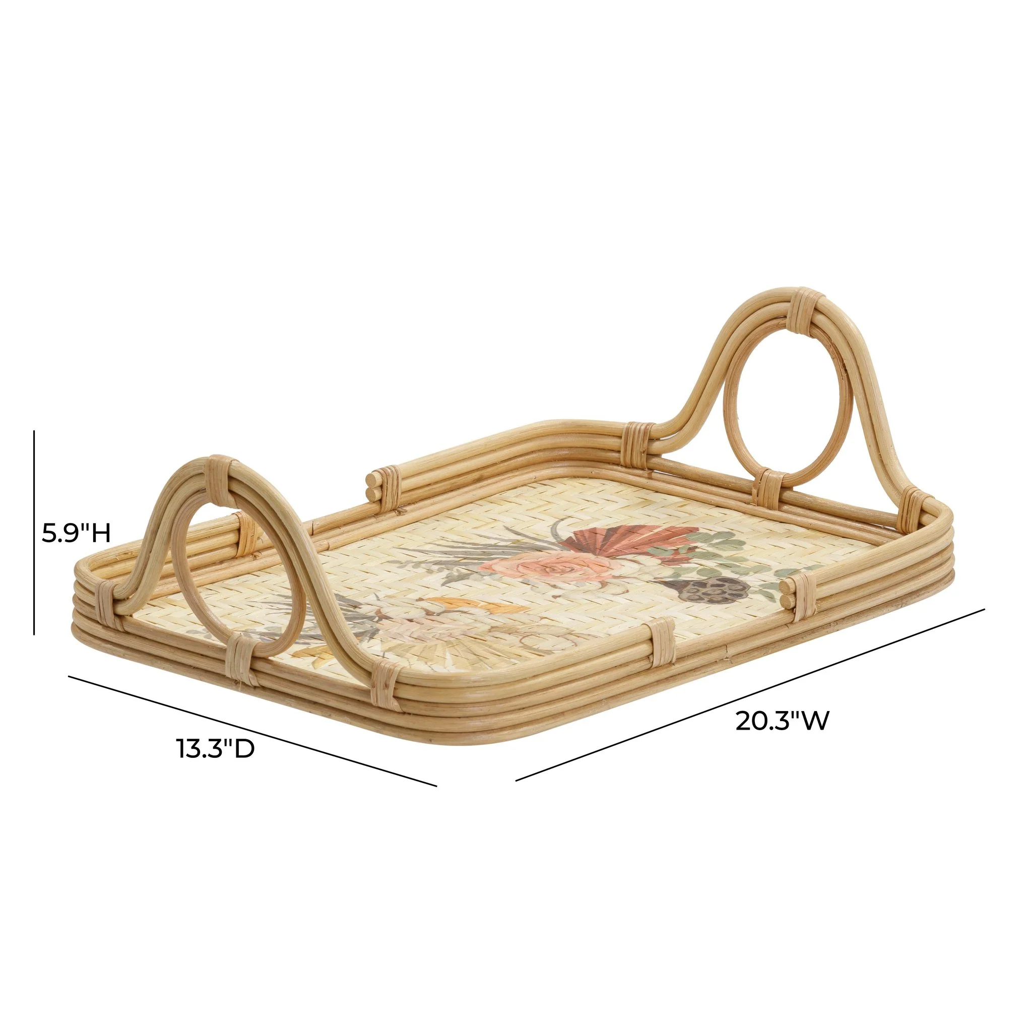 Corey Floral Bamboo Tray - Image 8