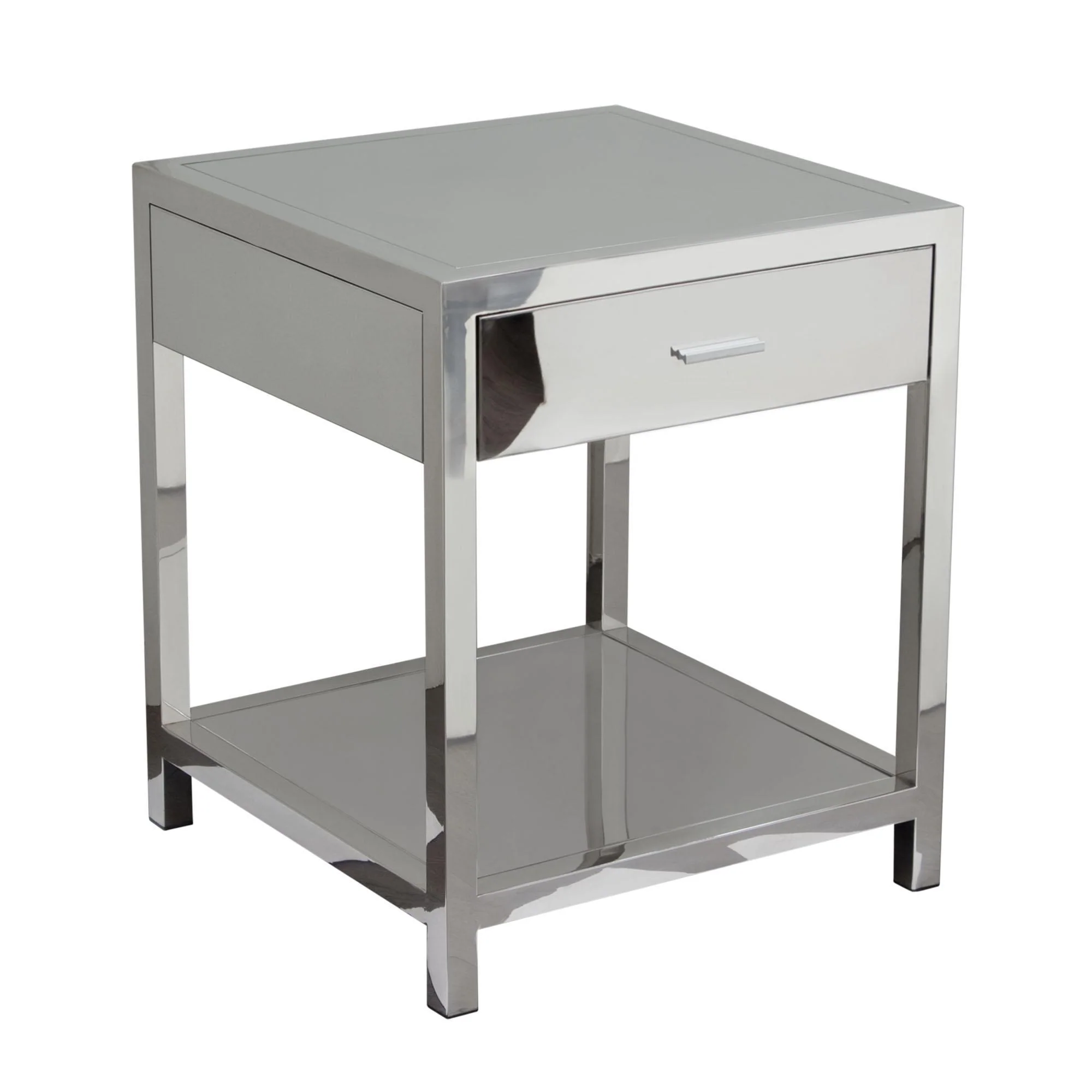 Corleo 1-Drawer Accent Table in Polished Stainless Steel by Diamond Sofa - Image 3