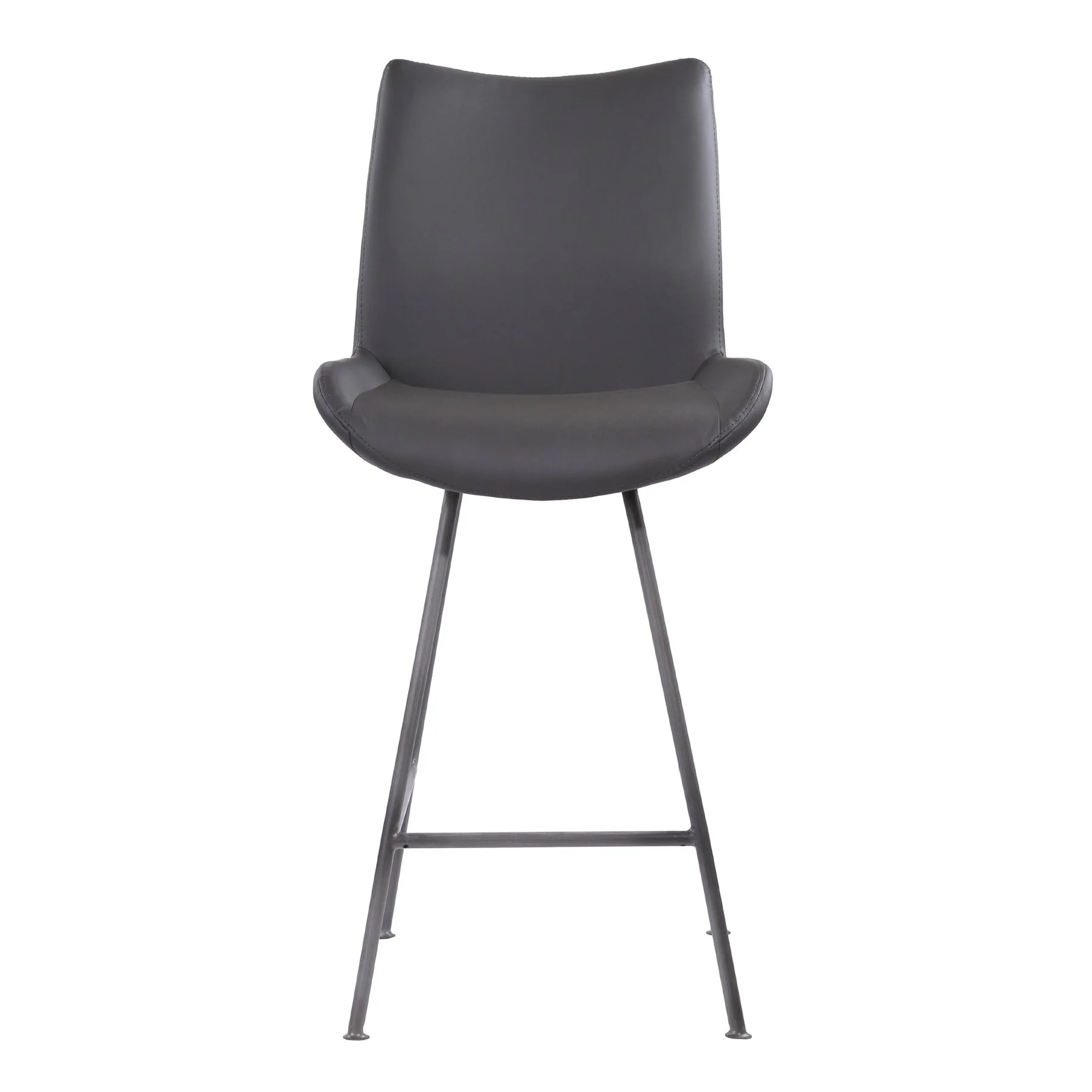 Coronado Contemporary 26" Counter Height Barstool in Brushed Gray Powder Coated Finish and Gray Faux Leather - Image 2