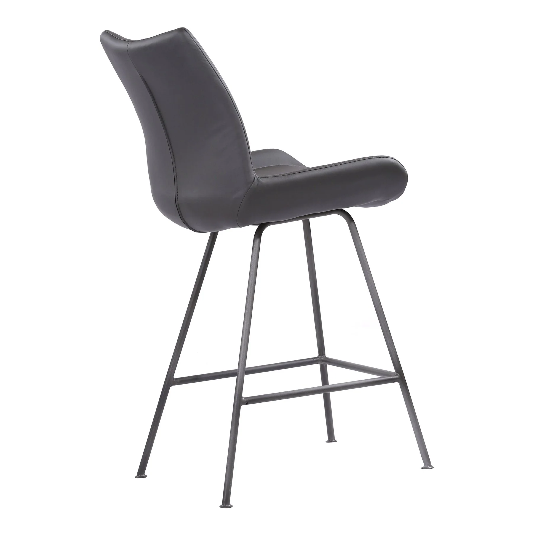 Coronado Contemporary 26" Counter Height Barstool in Brushed Gray Powder Coated Finish and Gray Faux Leather - Image 3