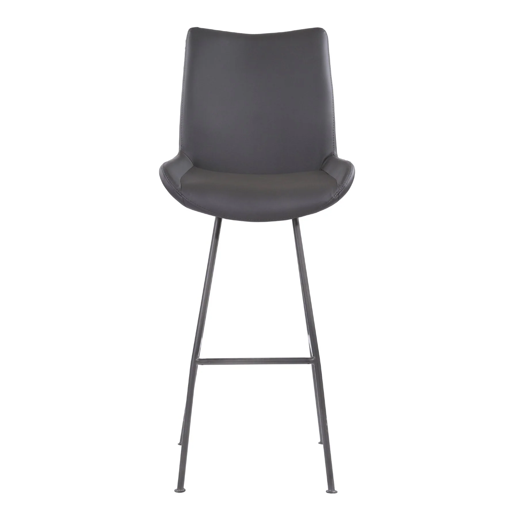 Coronado Contemporary 30" Bar Height Barstool in Brushed Gray Powder Coated Finish and Gray Faux Leather - Image 2