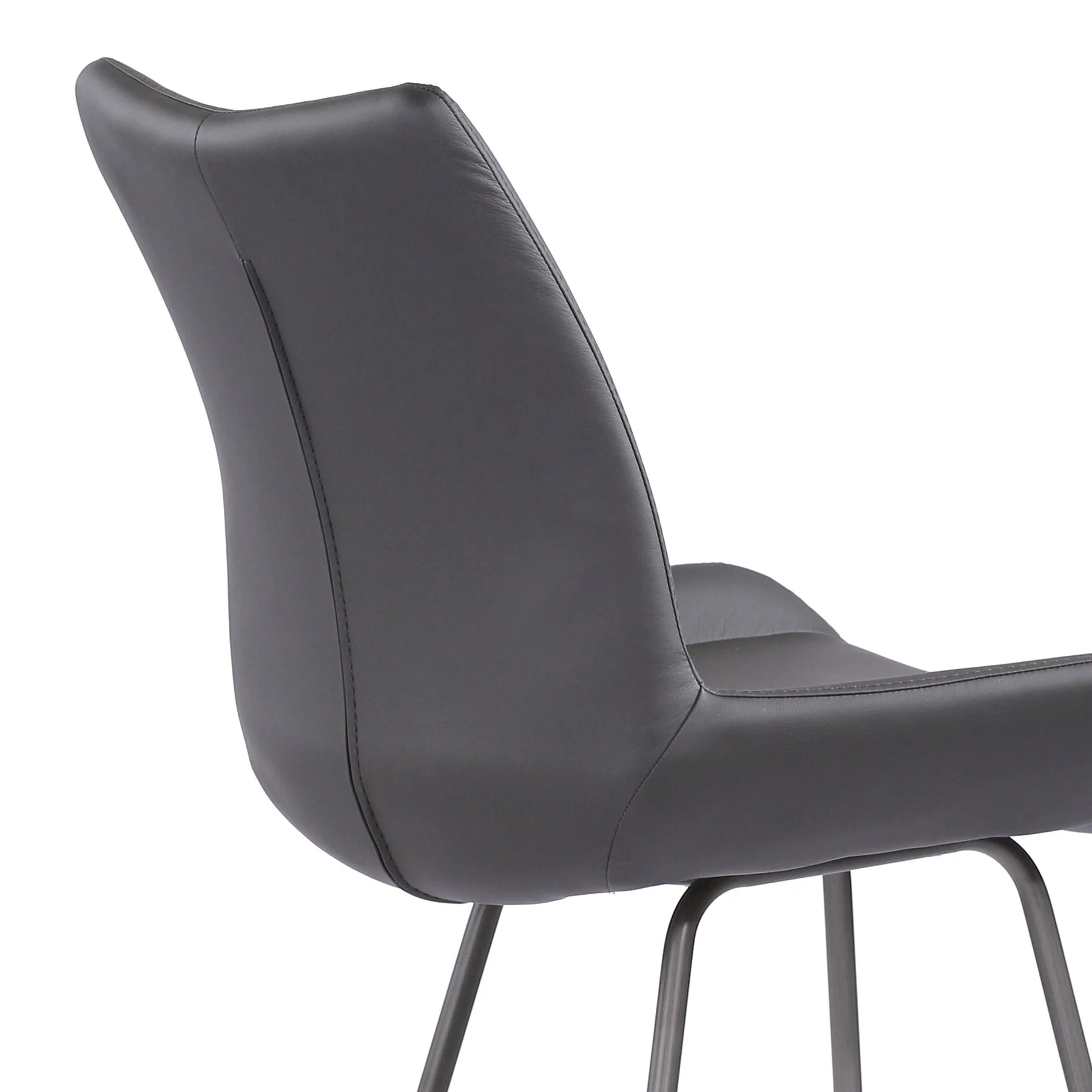 Coronado Contemporary 30" Bar Height Barstool in Brushed Gray Powder Coated Finish and Gray Faux Leather - Image 5