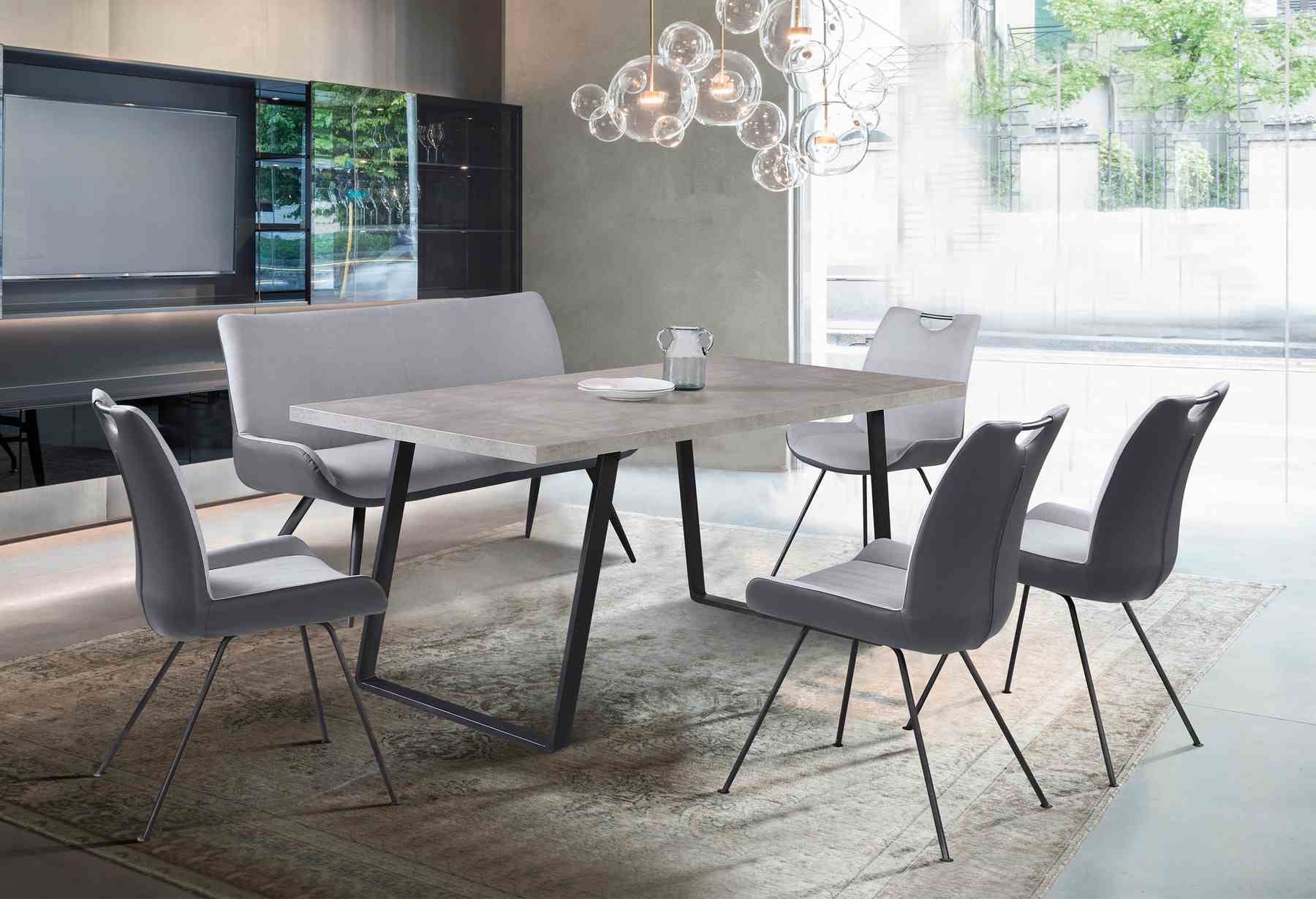 Coronado Contemporary Bench in Brushed Gray Powder Coated Finish and Gray Fabric - Image 7