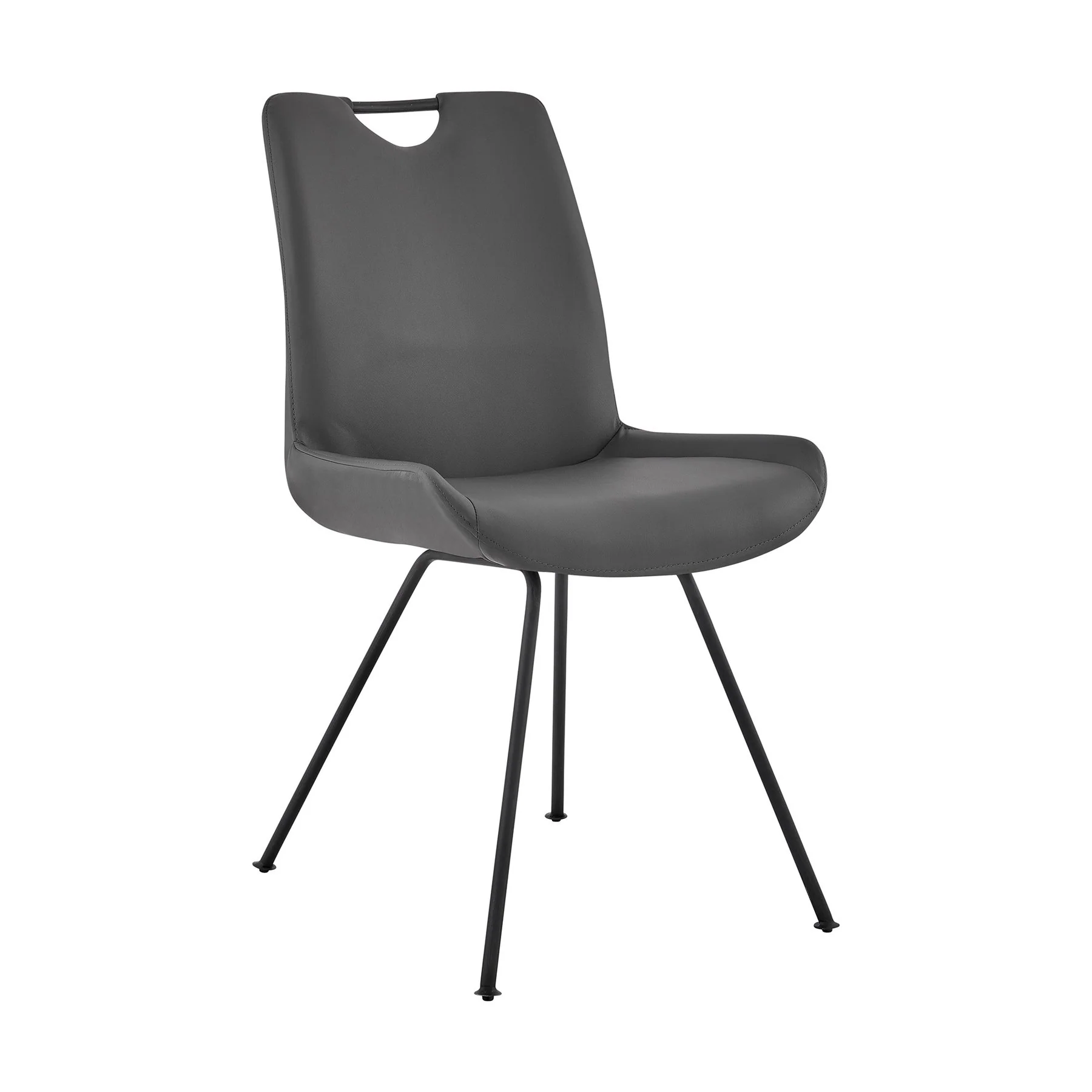 Coronado Contemporary Dining Chair in Gray Powder Coated Finish and Gray Faux Leather - Set of 2 - Image 2