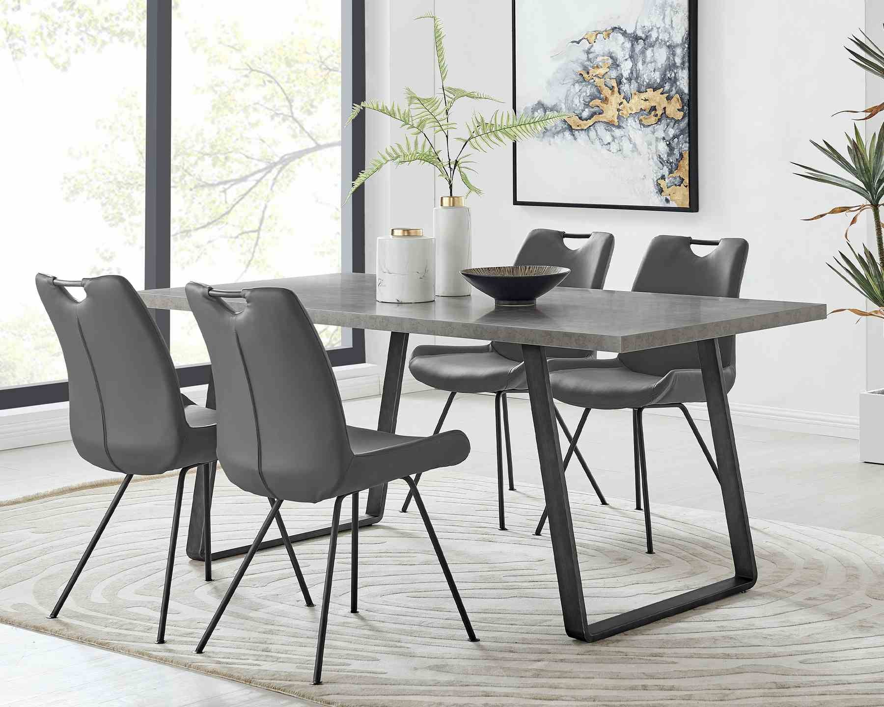 Coronado Contemporary Dining Table in Gray Powder Coated Finish with Cement Gray Top - Image 7
