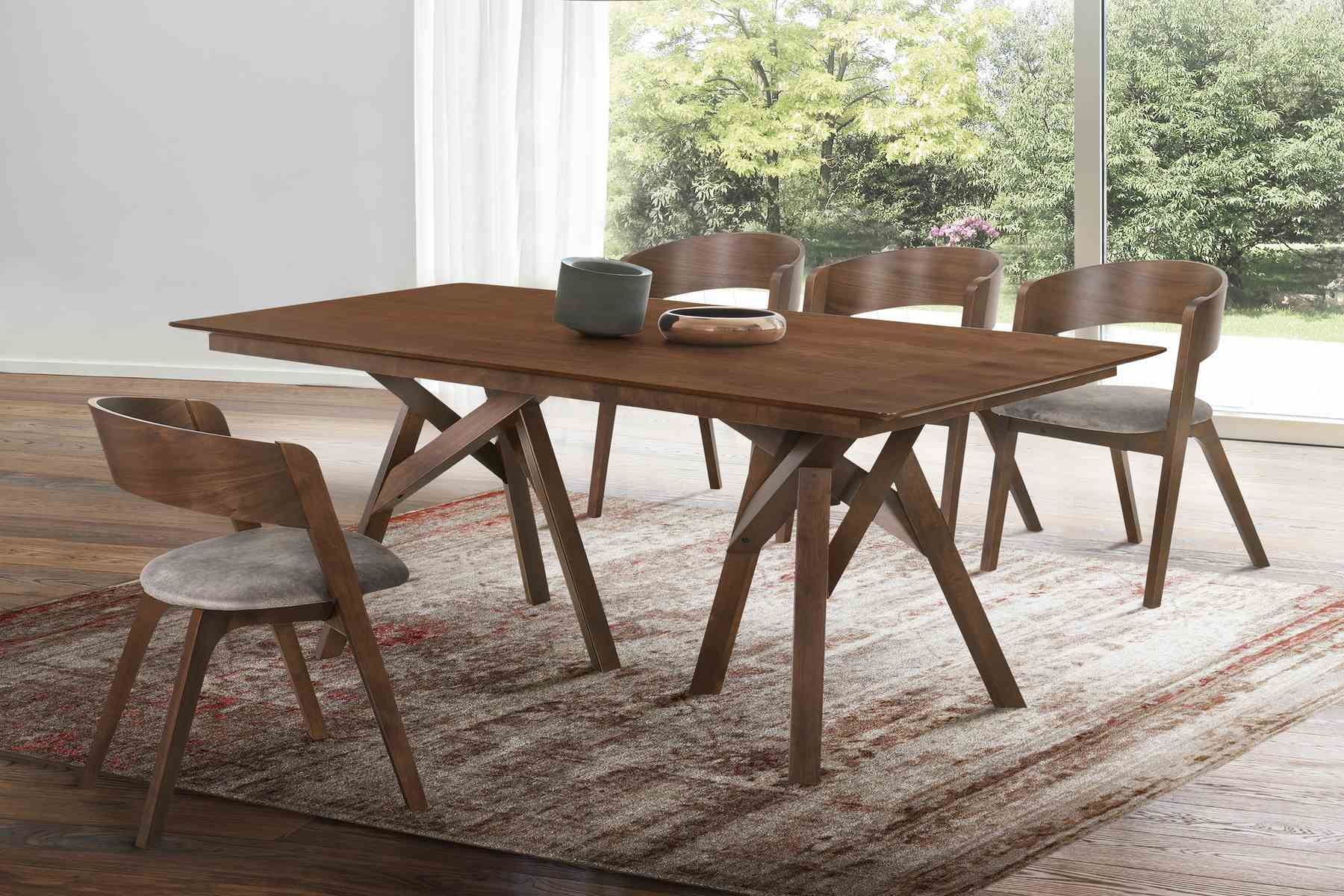 Cortina 79" Mid-Century Modern Walnut Wood Dining Table with Walnut Legs - Image 7