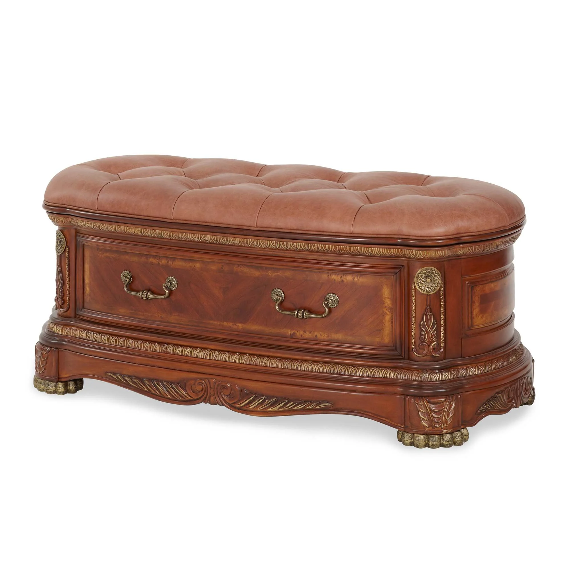 Cortina Leather Bedside Bench - Honey Walnut - Image 7