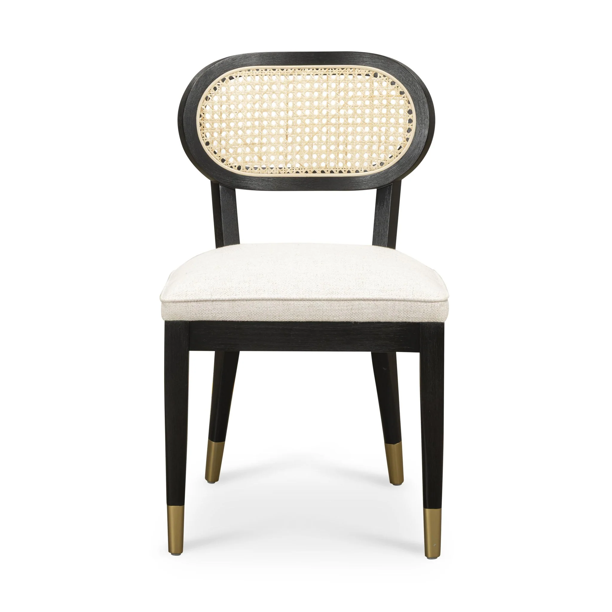 Cosette Black Dining Chair in Cream Performance Linen - Image 3