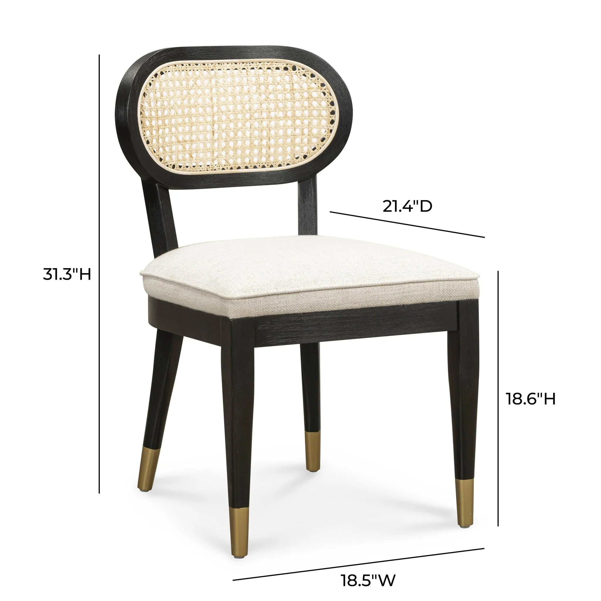 Cosette Black Dining Chair in Cream Performance Linen - Image 8