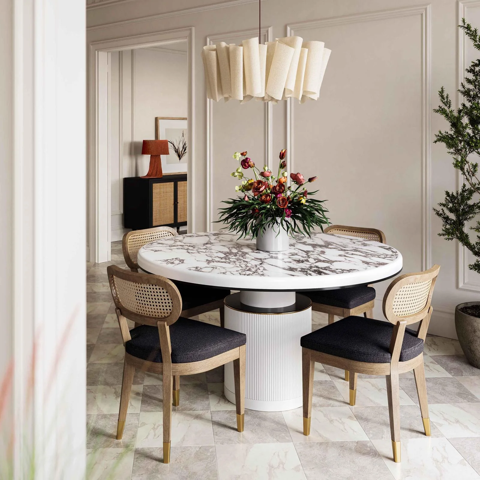 Cosette Black Performance Linen Dining Chair - Image 2
