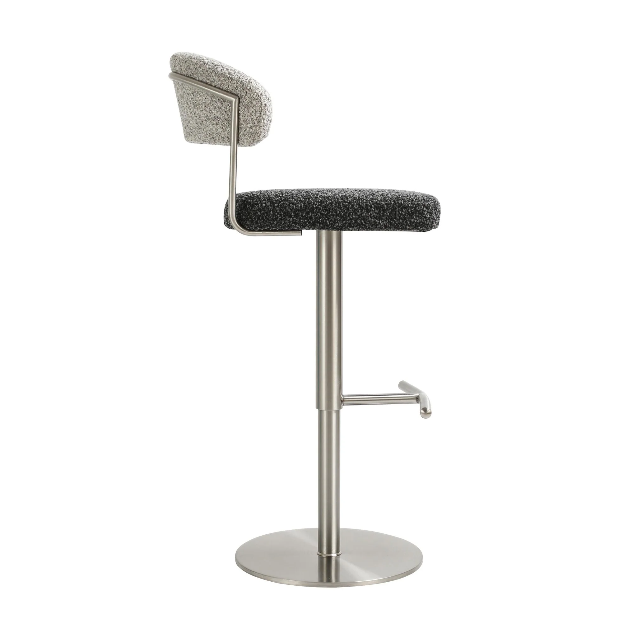 Cosmo Black and Grey Boucle Adjustable Stool - Image 4
