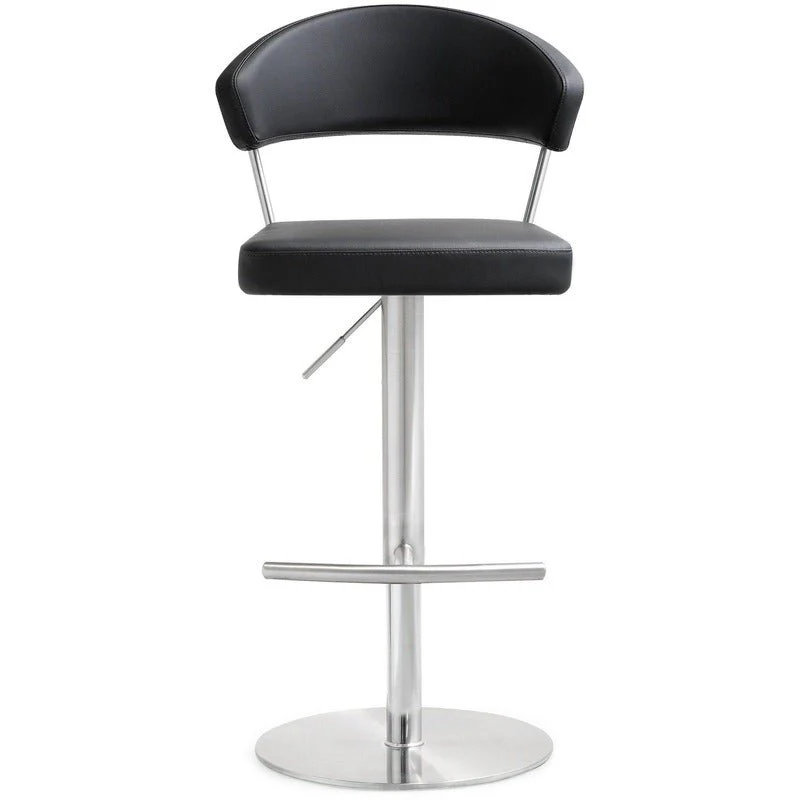 Cosmo Black Performance Vegan Leather and Stainless Steel Barstool - Image 3