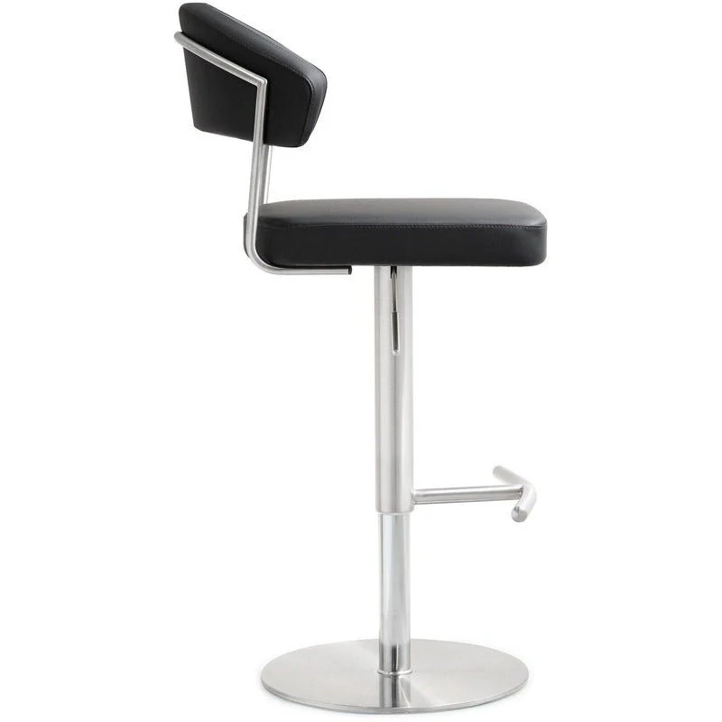 Cosmo Black Performance Vegan Leather and Stainless Steel Barstool - Image 4