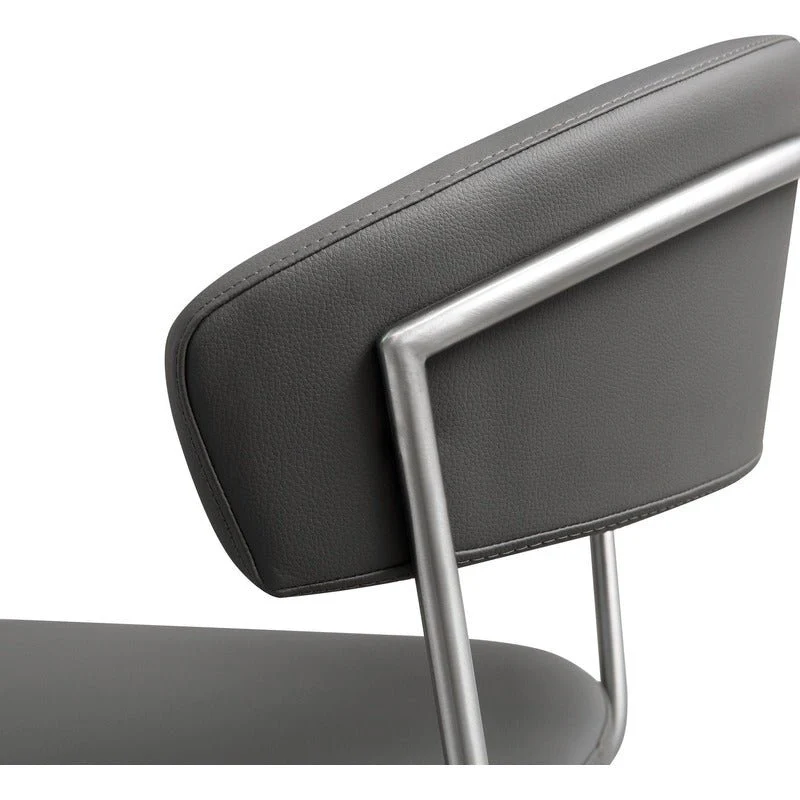 Cosmo Grey Performance Vegan Leather and Stainless Steel Barstool - Image 5
