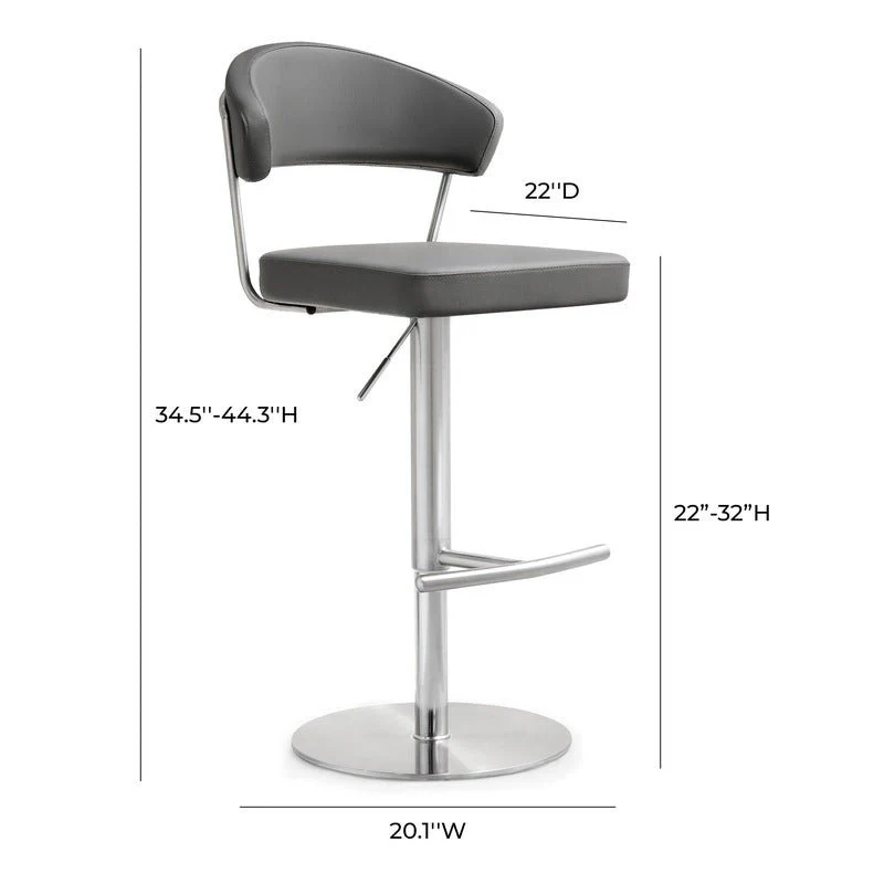 Cosmo Grey Performance Vegan Leather and Stainless Steel Barstool - Image 7