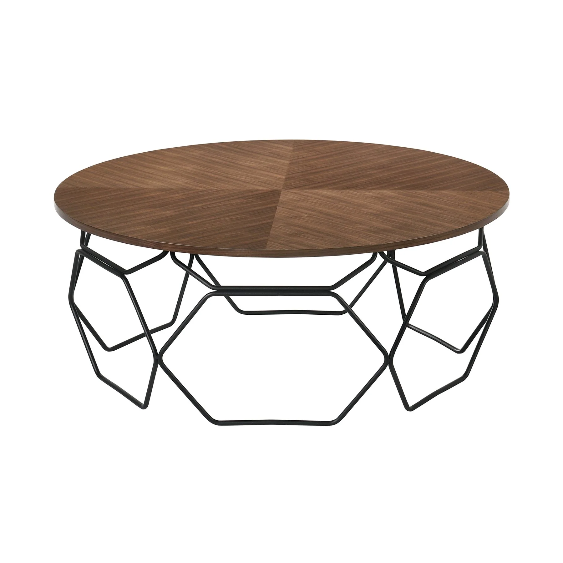 Cosmo Walnut Veneer Coffee Table with Black Metal Base - Image 2