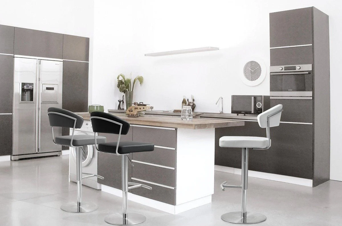 Cosmo White Performance Vegan Leather and Stainless Steel Barstool - Image 2