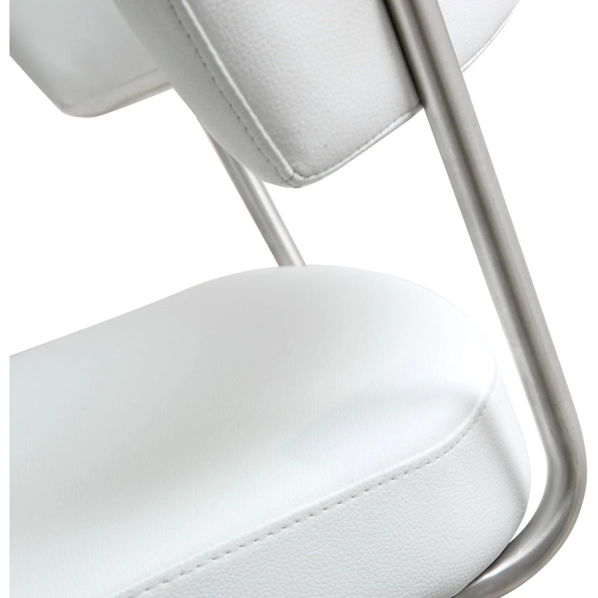 Cosmo White Performance Vegan Leather and Stainless Steel Barstool - Image 6