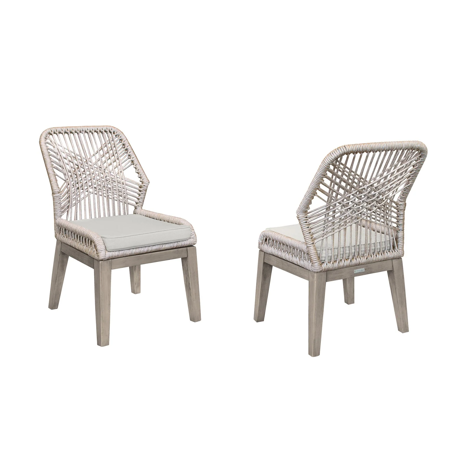 Costa 7-Piece Patio Outdoor Dining Set in Gray Acacia Wood and Rope - Image 6