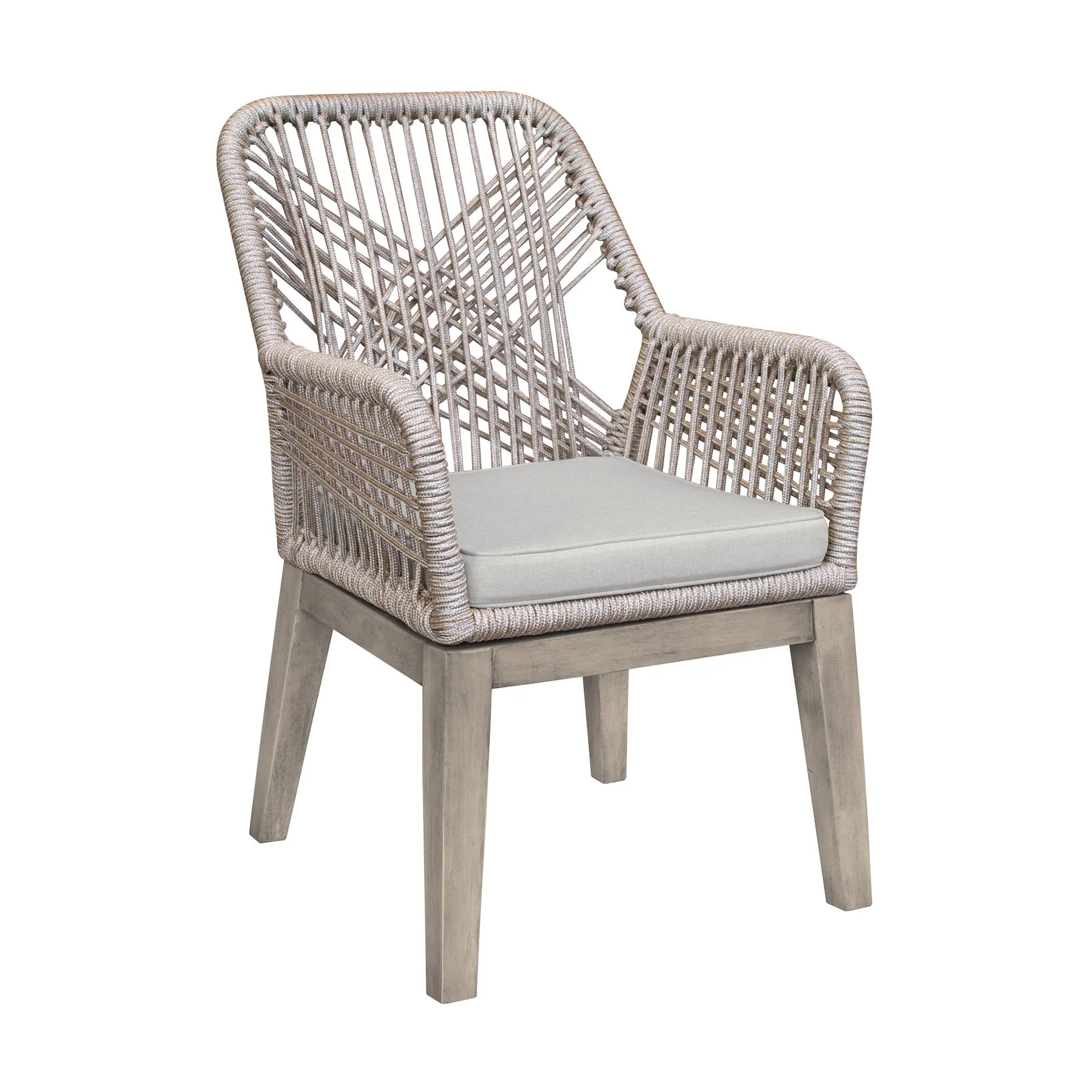 Costa 7-Piece Patio Outdoor Dining Set with Arm Chairs in Gray Acacia Wood and Rope - Image 4