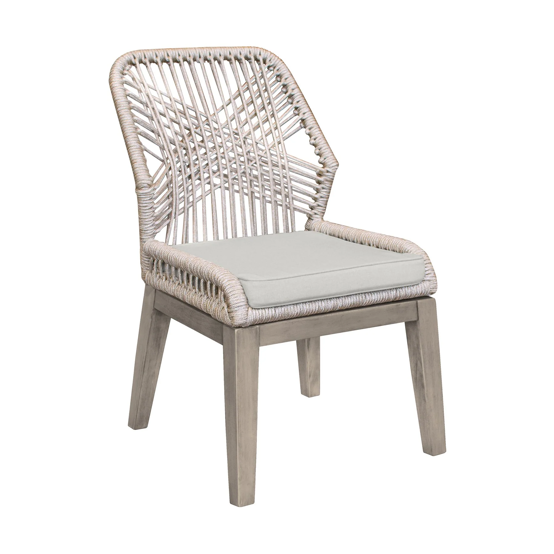 Costa Outdoor Patio 7-Piece Dining Table Set with Side Chairs in Gray Acacia Wood and Rope - Image 4