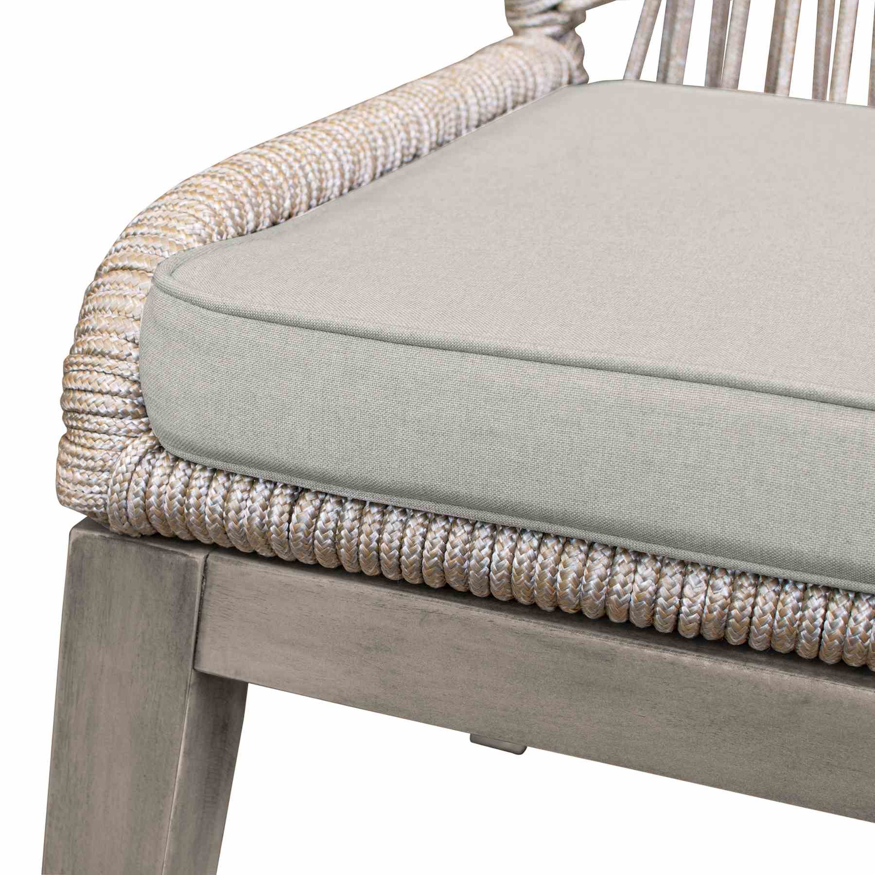 Costa Outdoor Patio 7-Piece Dining Table Set with Side Chairs in Gray Acacia Wood and Rope - Image 7