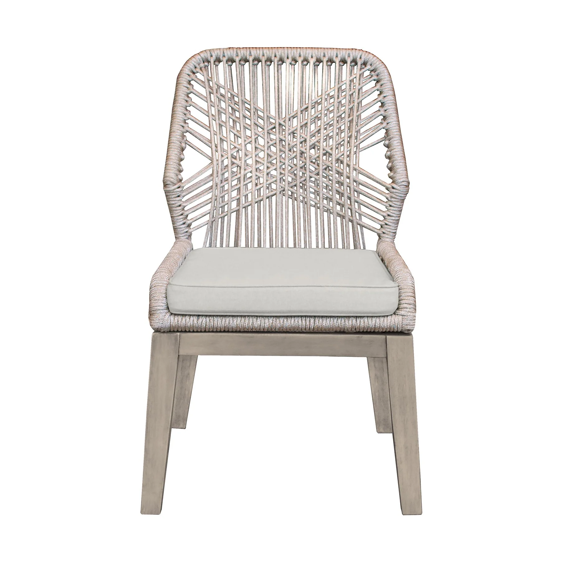 Costa Patio Outdoor Dining Chairs in Gray Acacia Wood and Rope - Set of 2 - Image 3