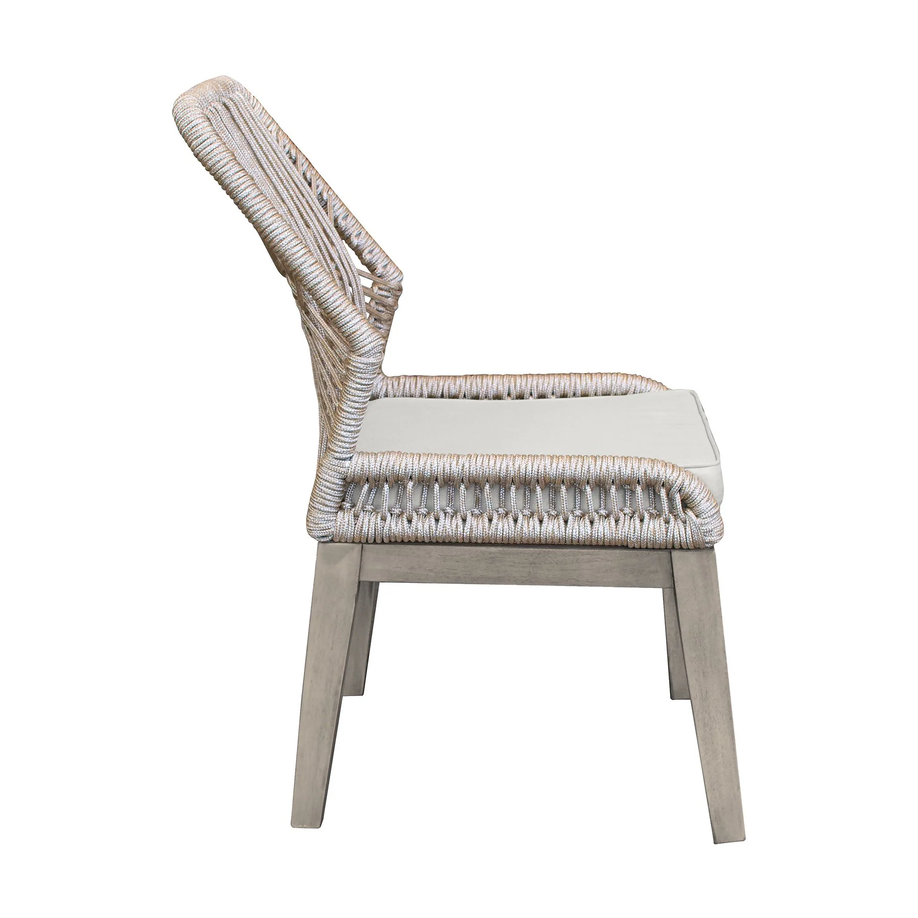 Costa Patio Outdoor Dining Chairs in Gray Acacia Wood and Rope - Set of 2 - Image 4