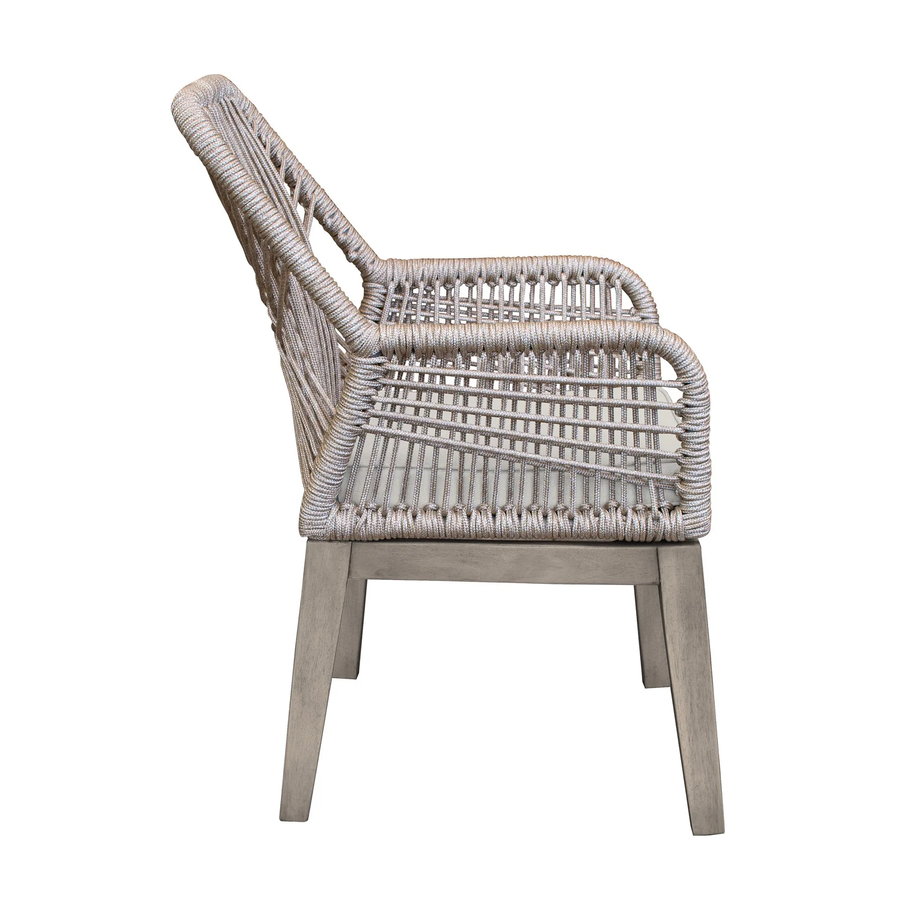Costa Patio Outdoor Dining Chairs with Arms in Gray Acacia Wood and Rope - Set of 2 - Image 4