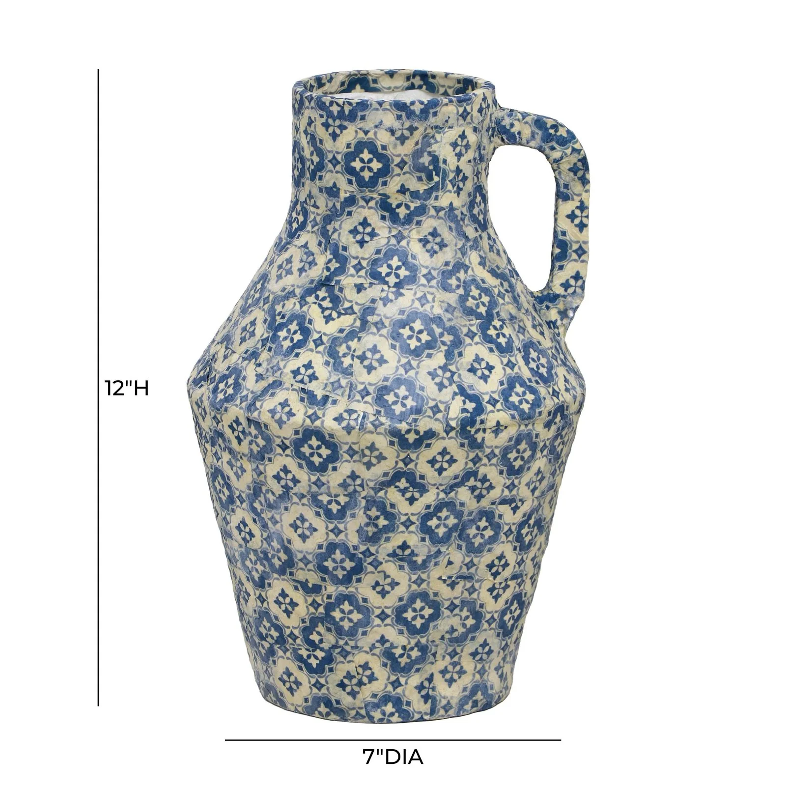 Cotton Mache Vase in Lisbon Tile - Image 5