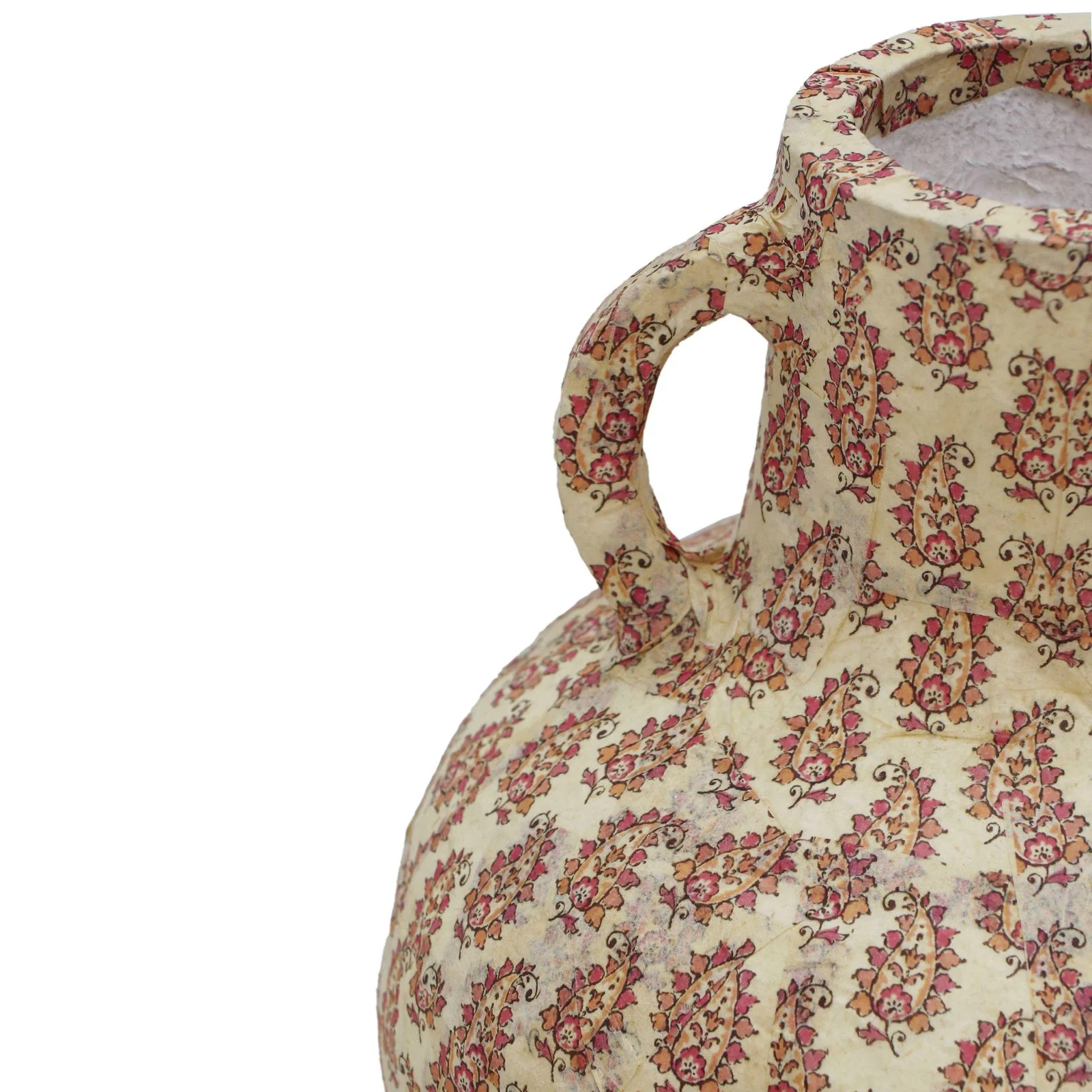 Cotton Mache Vase in Peach Paisley - Image 4